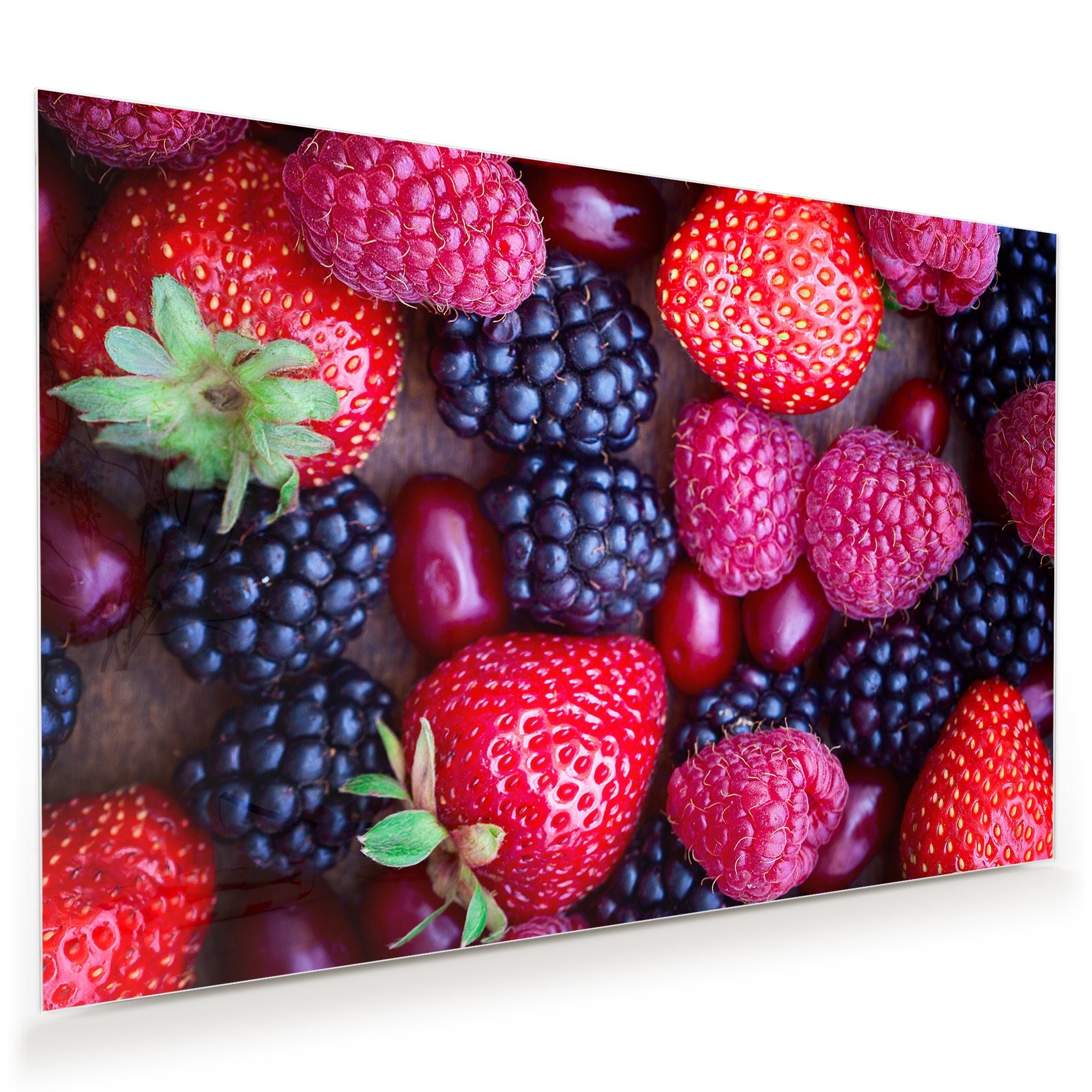 Primedeco Glasbild Wandbild Beerenmix mit Aufhängung, Früchte