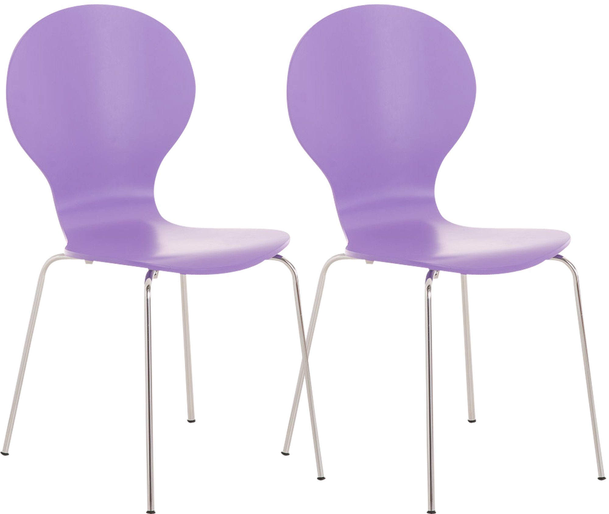 TPFLiving Besucherstuhl Daggy mit ergonomisch geformter Sitzfläche - Konferenzstuhl (Besprechungsstuhl - Warteraumstuhl - Messestuhl, 2 St), Gestell: Metall chrom - Sitzfläche: Holz lila