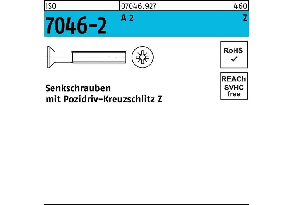 A M 2 Senkschraube Senkschraube m.Kreuzschlitz-PZ 10 4 x 7046-2 -Z ISO