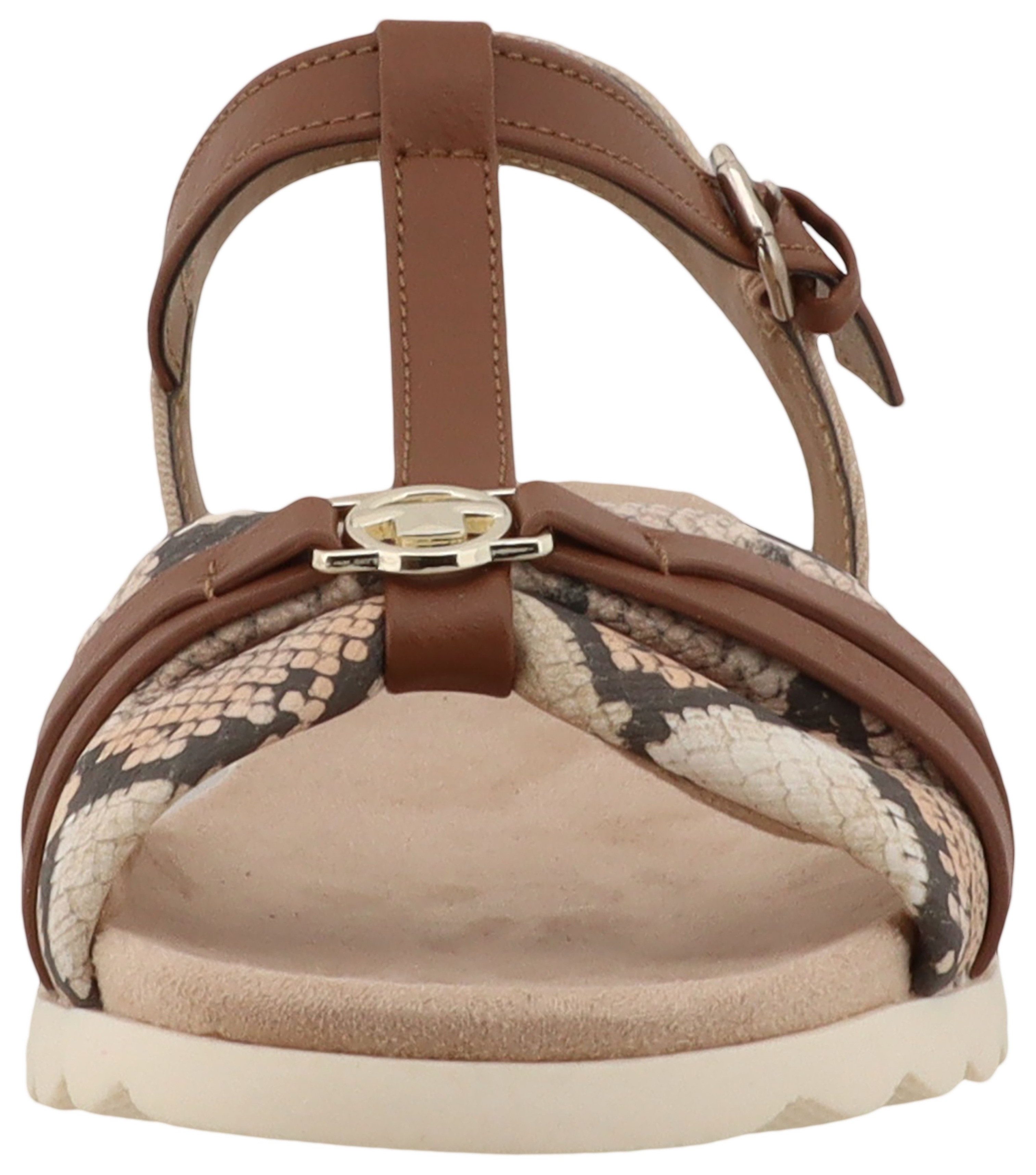 TOM TAILOR Riemchensandale Platau, Sandalette, Sommerschuh mit Kontrastbesatz in Snake-Optik