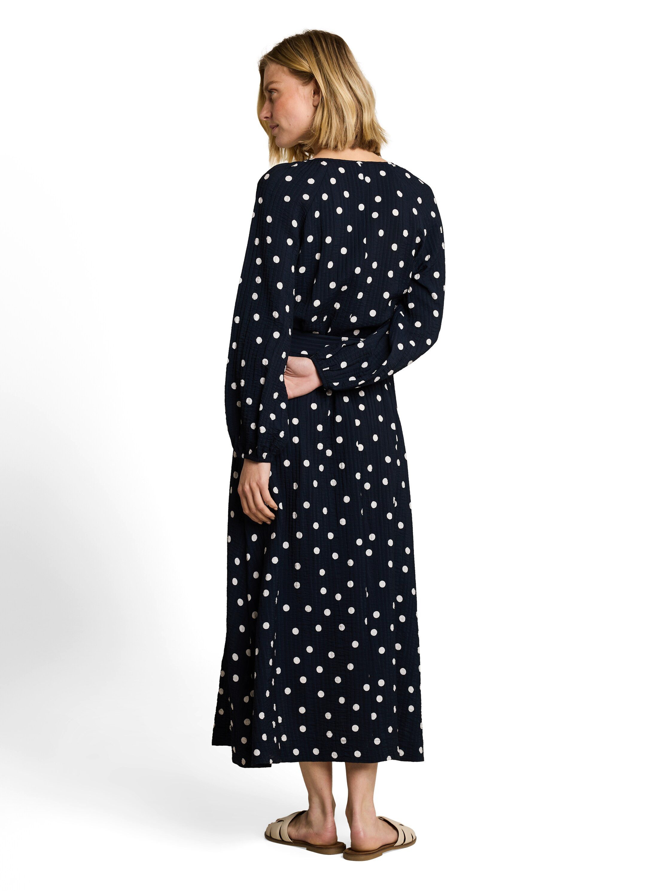 TOM TAILOR Midikleid Langarm Sommerkleid mit Punkten