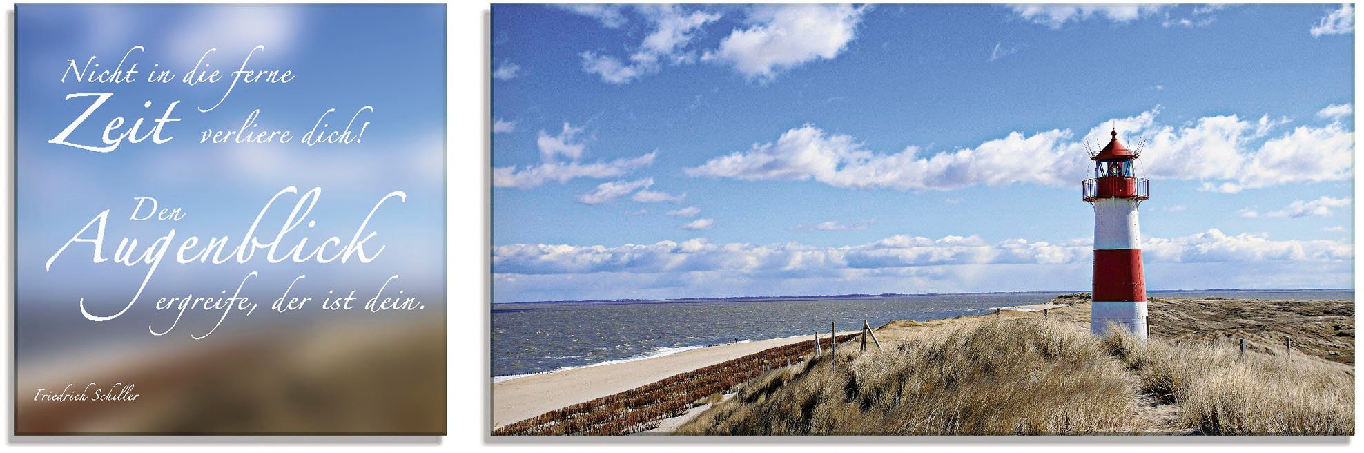 Artland Glasbild Zitatenbild, Leuchtturm Sylt, Sprüche & Texte (2 St