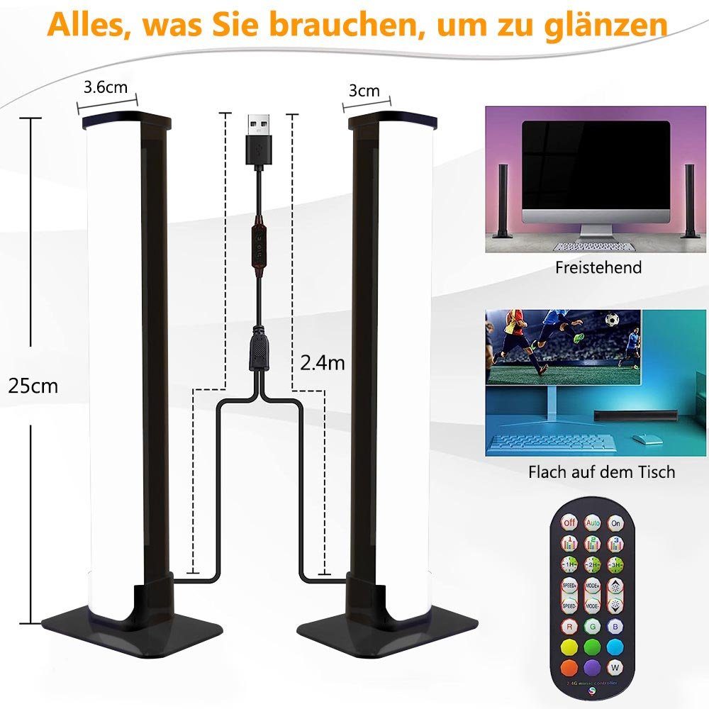 RGB, LED Zimmer Stripe App und TV Smart, PC Rosnek Fernbedienung, Deko für Gaming