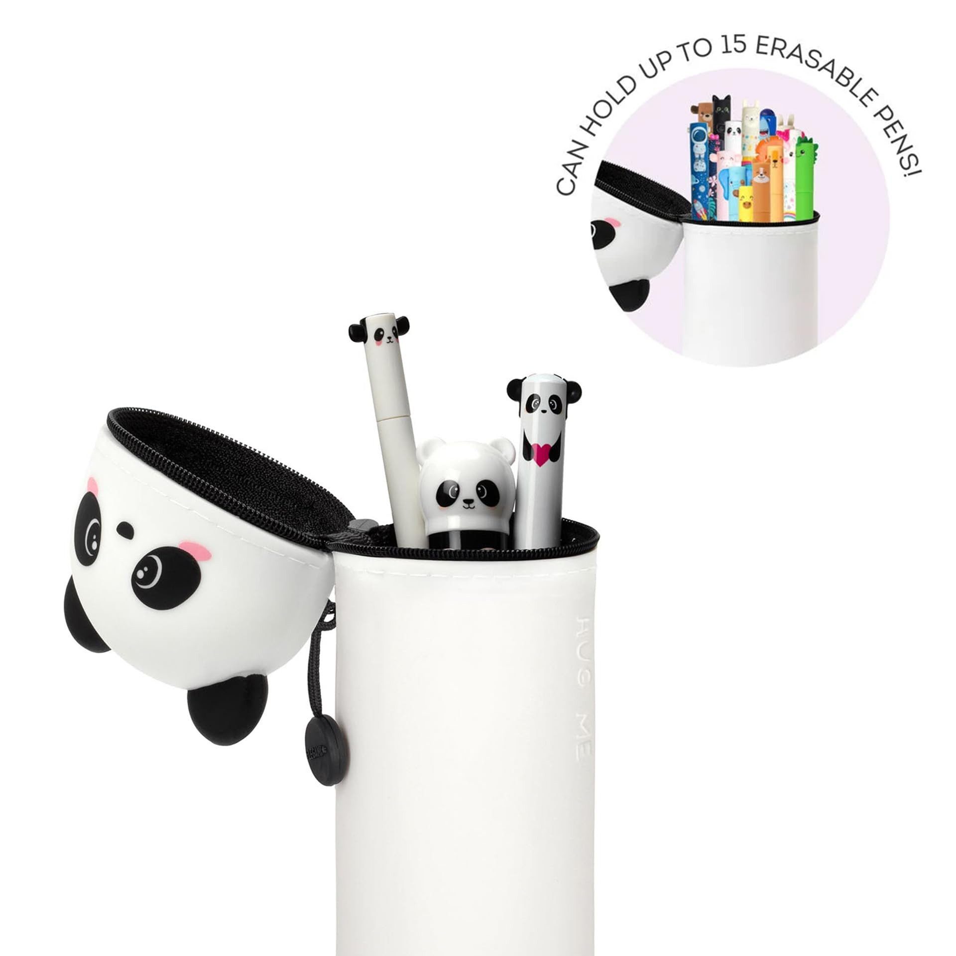Legami Federmäppchen 2-in-1 Silikontasche Kawaii Giraffe, H 18,5 cm, Stiftetasche, Weich, Reißverschluss, Tischstifthalter, Buntstifte Marker – Bild 2 von 5