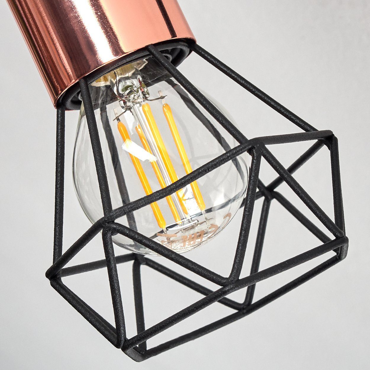 Metall E14, Lichteffekt Gitterschirme aus Schwarz/Kupferfarben, mit »Borio« in und 6-flammige Leuchtmittel, Deckenleuchte hofstein ohne Leuchtenarmen, verstellbare Deckenlampe