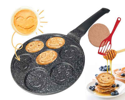KESSMANN Pancake-Maker Induktion Pfannkuchen Pfanne 26cm Smiley Crepe Induktionspfanne, Crepe Maker Loch Pancake Smile Gesichter für Kinder Eier Bratpfanne