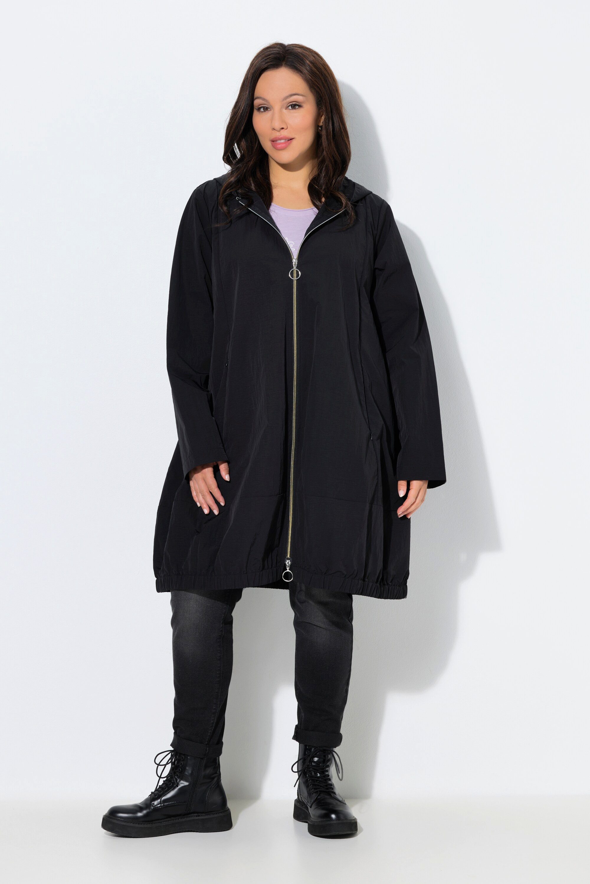 Ulla Popken Parka HYPRAR Sommerparka A-Linie wasserabweisend Kapuze