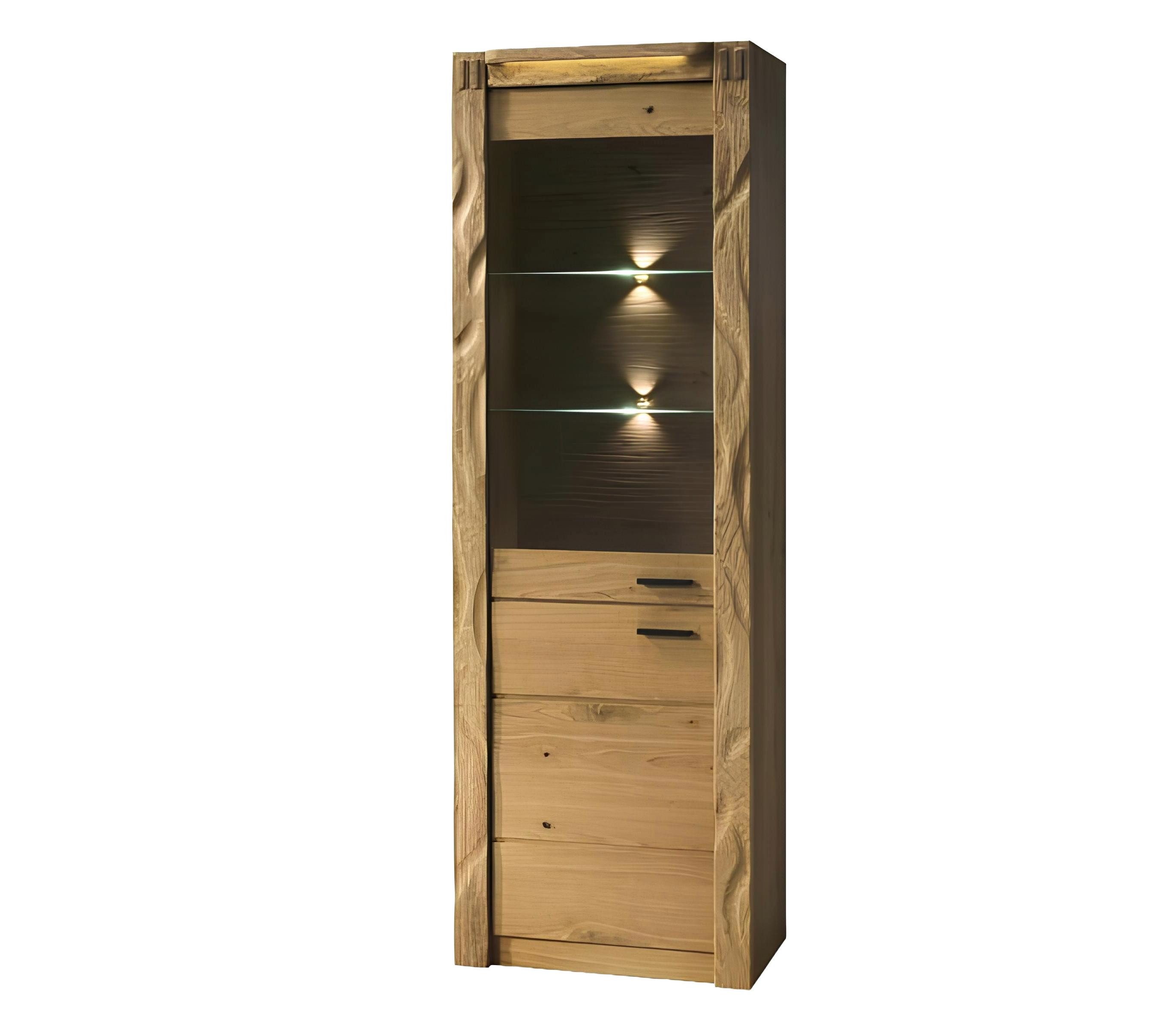 Xlmoebel Vitrine Massivholz Hochschrank mit Glasfront und Stauraum (Vitrine (TRK) Hergestellt in Europa