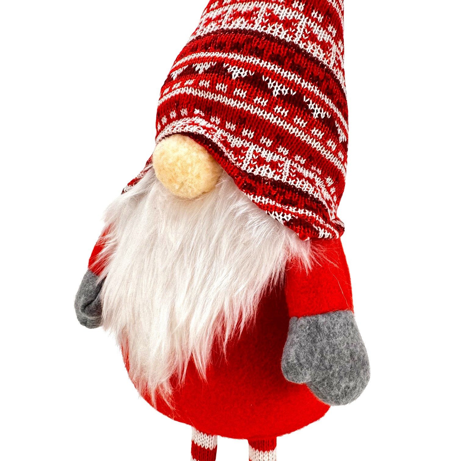 Online-Fuchs Dekofigur Weihnachtswichtel, Zwerg mit süßer Strickmütze - Weihnachtsdeko (im norwegischen Desgin, klassisch weihnachtliche Farben), mit flauschige – Bild 4 von 4
