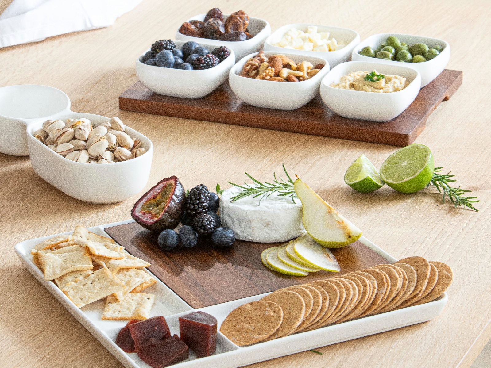 Ladelle Schale ESSENTIALS Schalenset weiß 7tlg, Porzellan / Akazie, (Schüsseln & Schalen)