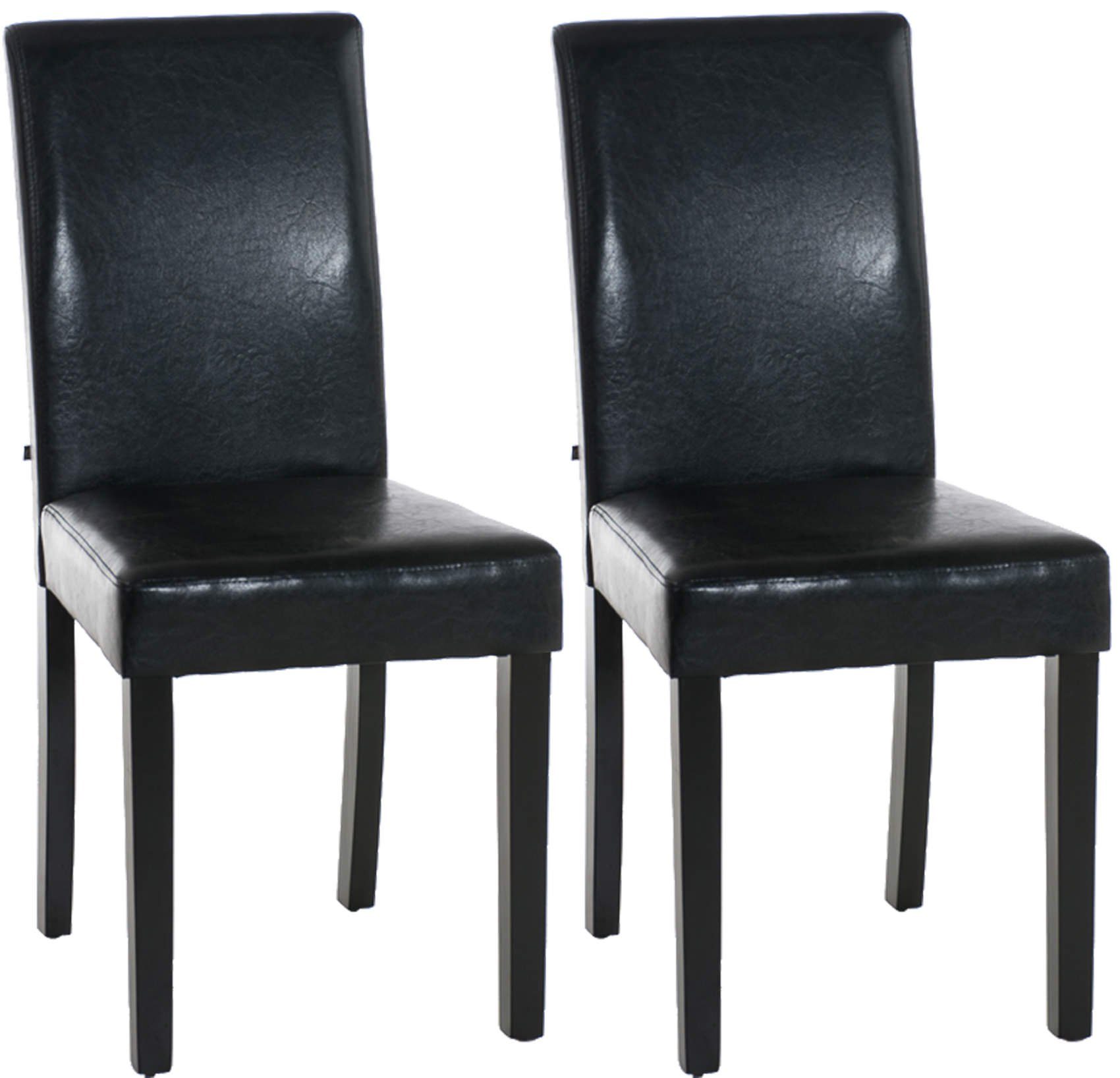 TPFLiving Esszimmerstuhl Ines mit hochwertig gepolsterter Sitzfläche - Konferenzstuhl (Küchenstuhl - Esstischstuhl - Wohnzimmerstuhl, 2 St), Gestell: Holz schwarz - Sitzfläche: Kunstleder schwarz