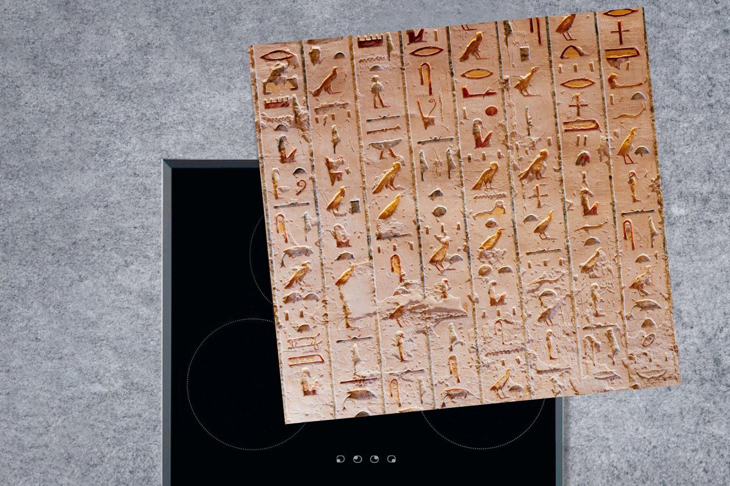 MuchoWow Herdblende-/Abdeckplatte Ägypten - küche - für Hieroglyphen Schrift, cm, 78x78 Vinyl, tlg), Arbeitsplatte Ceranfeldabdeckung, Heilige (1