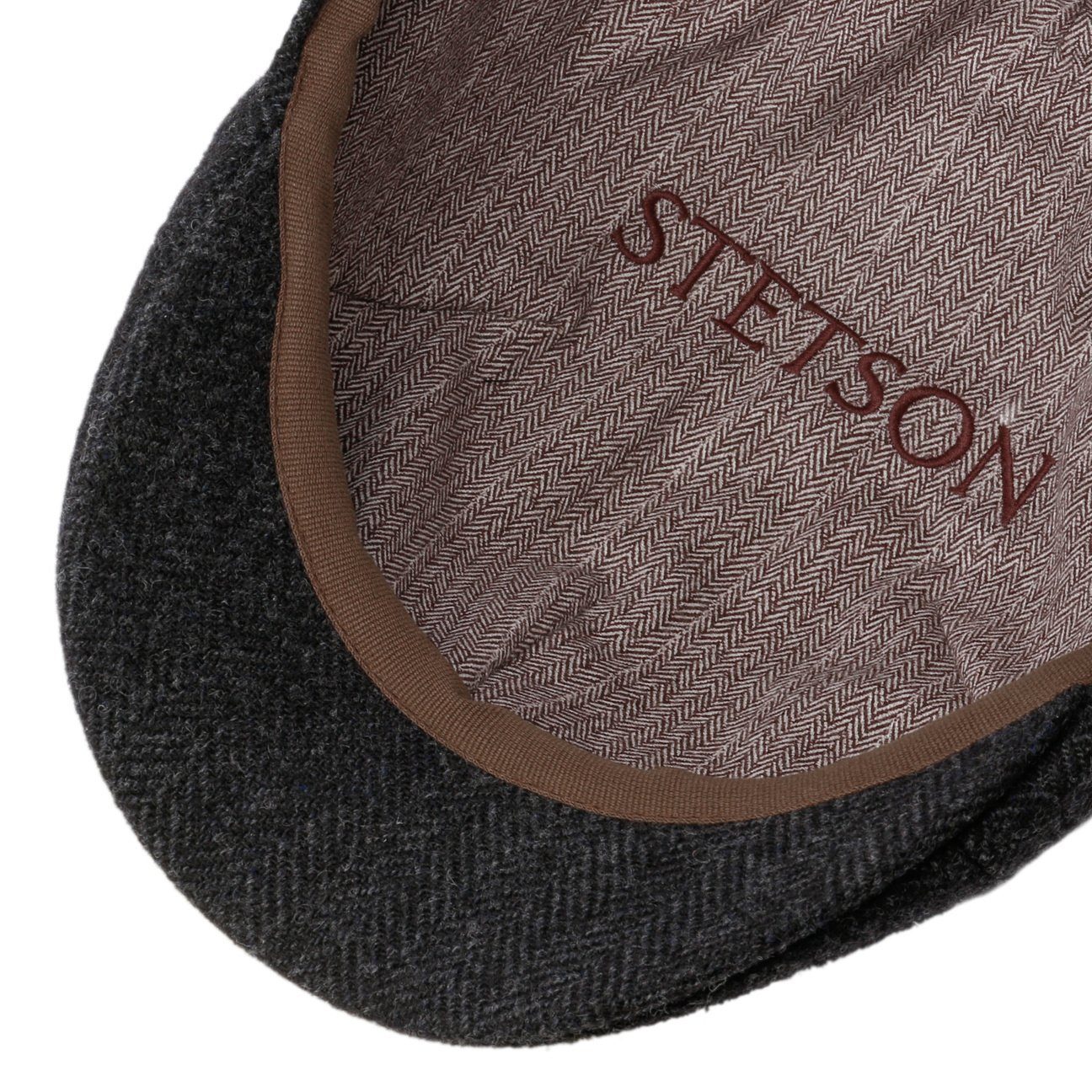 schwarz-grau (1-St) mit Cap Schirm Flatcap Flat Stetson
