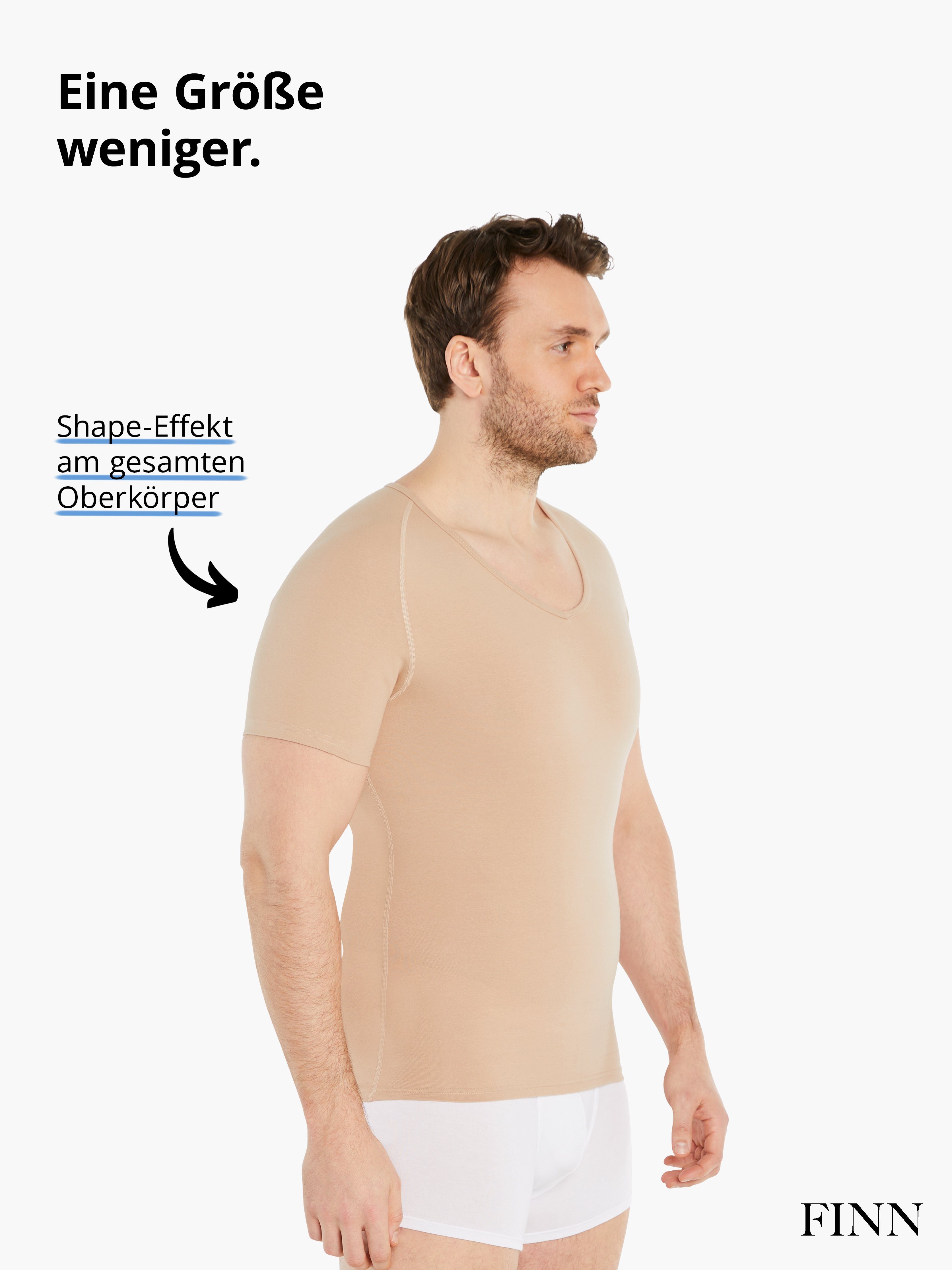 FINN Design Shapinghemd Shapewear Kompressions-Unterhemd Kurzarm eine starke extra weniger Light-Beige Kleidergröße Herren Kompression