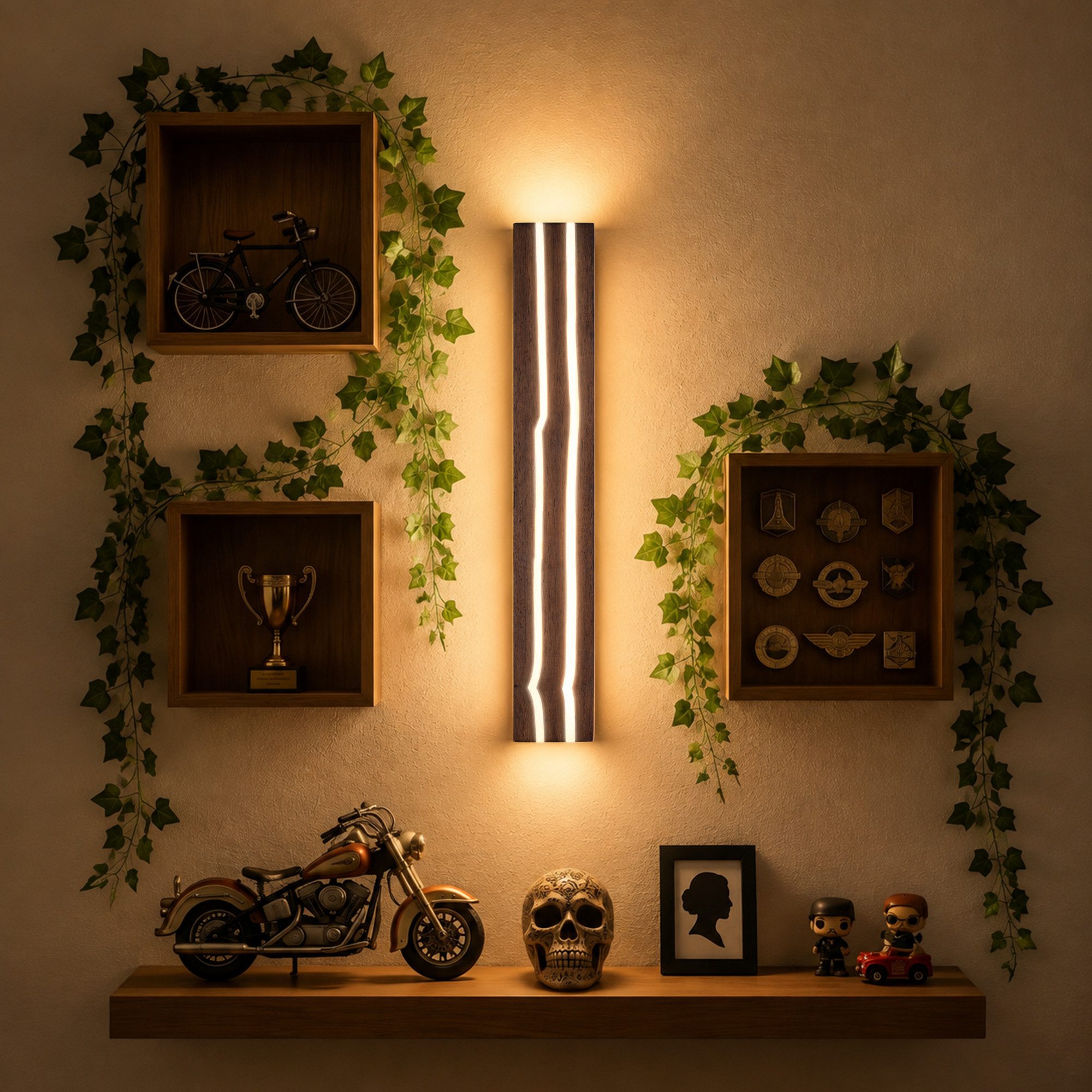 ZMH Wandleuchte LED-Wandleuchte Holz 3000 K 16 W, ohne Leuchtmittel, Indirekte Wandbeleuchtung, walnussfarben