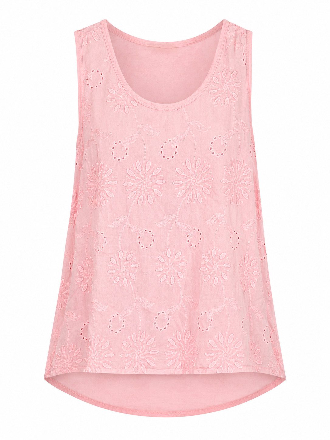 Shirttop - ärmelloses Boho Lochstickerei Top für Damen