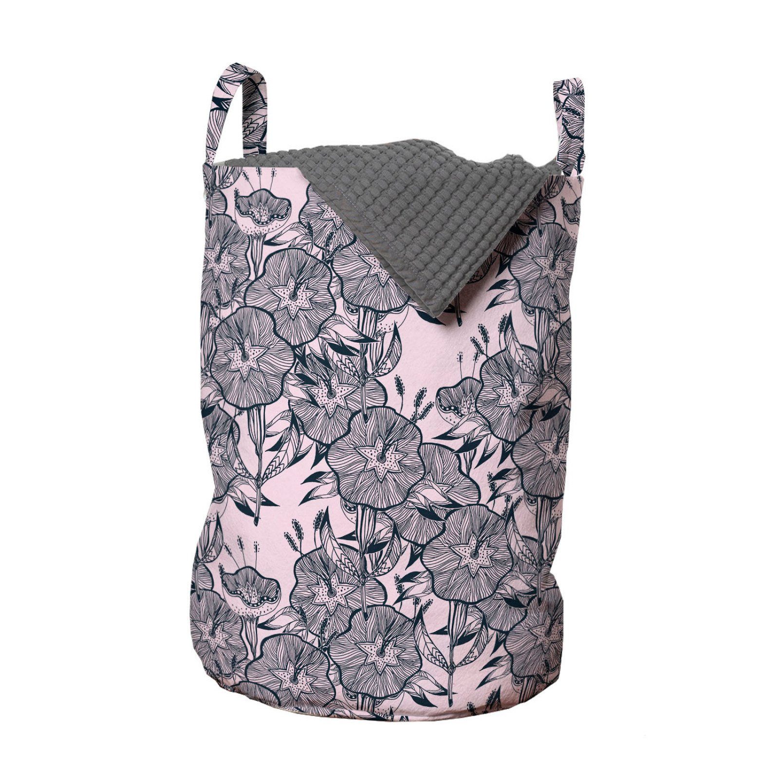 Abakuhaus Wäschesäckchen Wäschekorb mit Griffen für Kordelzugverschluss Glocken Blumen Entwurf Blumen Bindweed Waschsalons