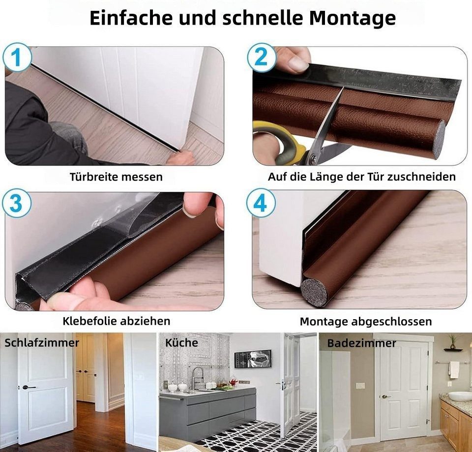 FOUORTUNATE-BEE Zugluftstopper Zugluftstopper für Türen – 2er-Set, einfache Montage, 2-tlg., Effektiver Türzugluftschutz für Zuhause und Büro