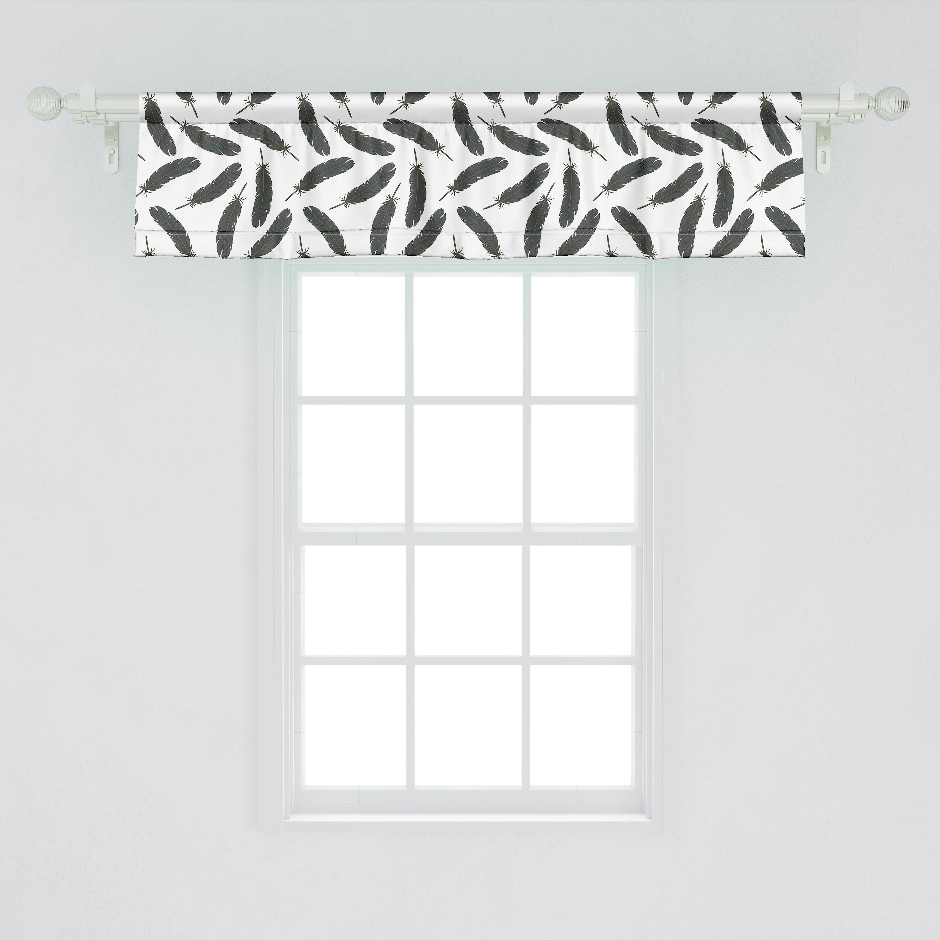 Scheibengardine Vorhang Volant für Dekor Stangentasche, Empfindliche Küche Plumage Schlafzimmer Repetitive Feder mit Abakuhaus, Microfaser