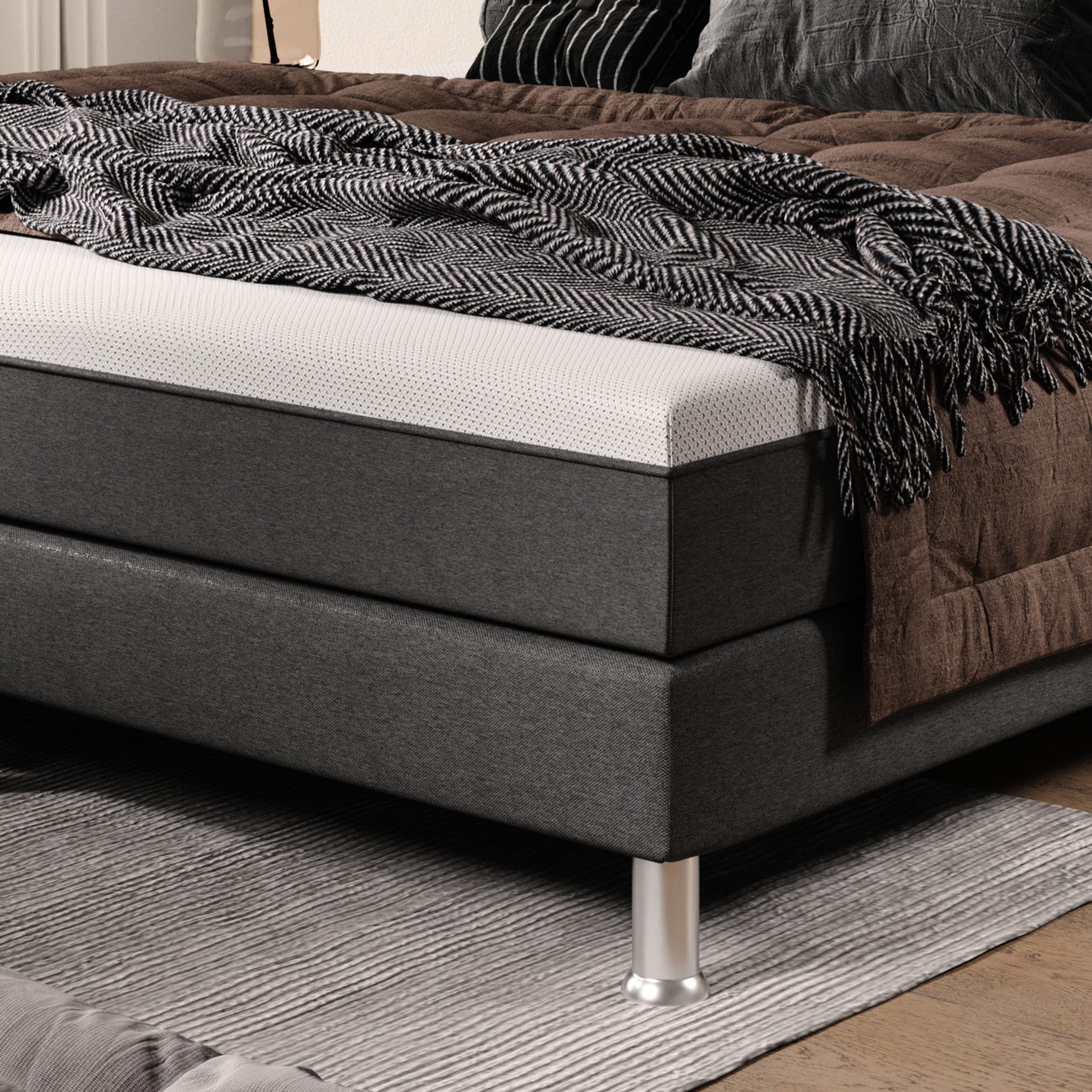 inter Boxspringbett Boxspringbett Sunny 180x200 cm (Bett 180x200 cm Schlafbett 7 Zonen Taschenfederkern-Matratzen), !!! SOFORT LIEFERBAR !!!