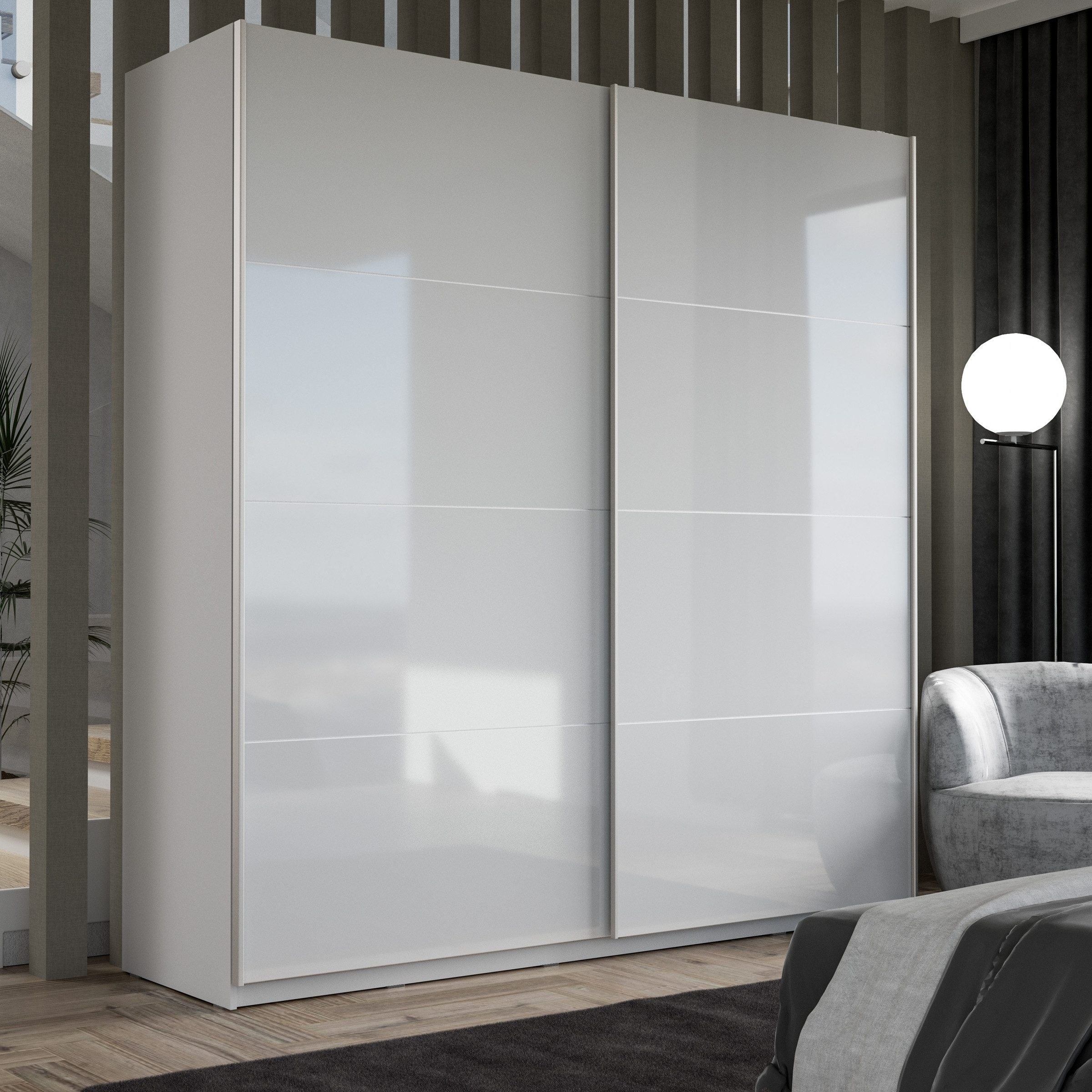 Schwebetürenschrank ca. 200 cm breit Starlet Plus von Forte Weiss Hgl günstig online kaufen
