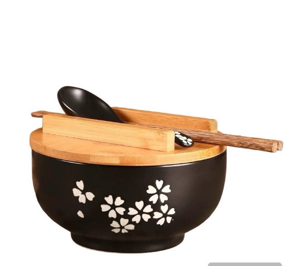 little dove Schüssel Schale mit Deckel Löffel Ramen Reis Schüssel Instant Nudel Schüssel, (set)