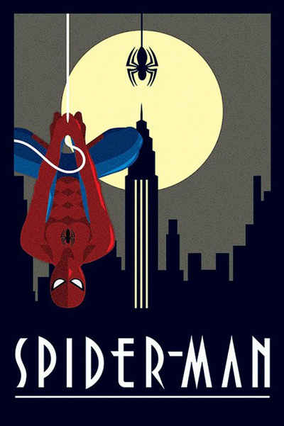 empireposter Poster Marvel Spiderman im Art Deco Stil, Maxi - Poster 61x91,5
