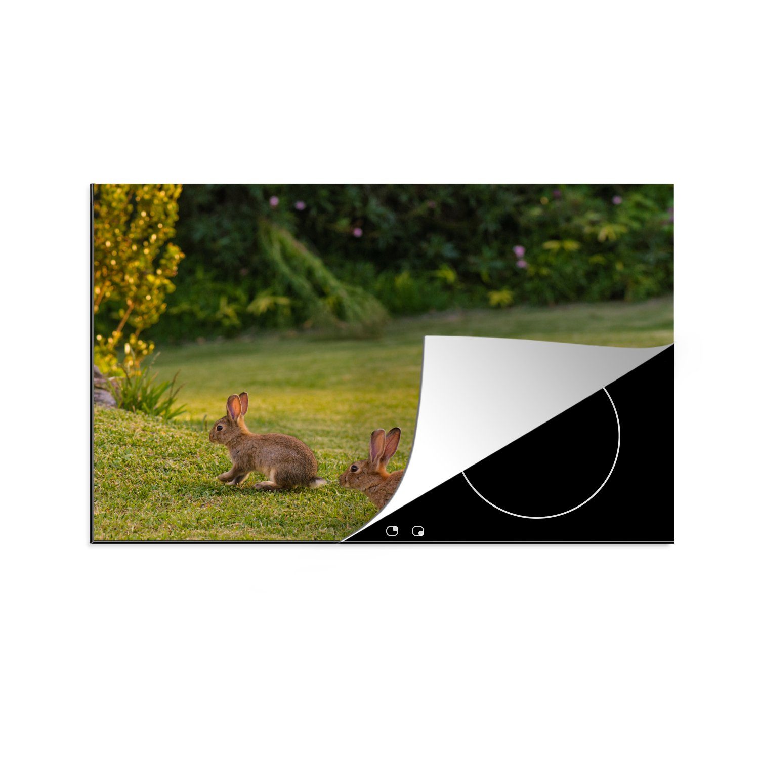 Herdblende-/Abdeckplatte Kaninchen Induktionskochfeld MuchoWow cm, 81x52 Wild die Ceranfeldabdeckung Tiere, - - tlg), Schutz für (1 küche, Vinyl,