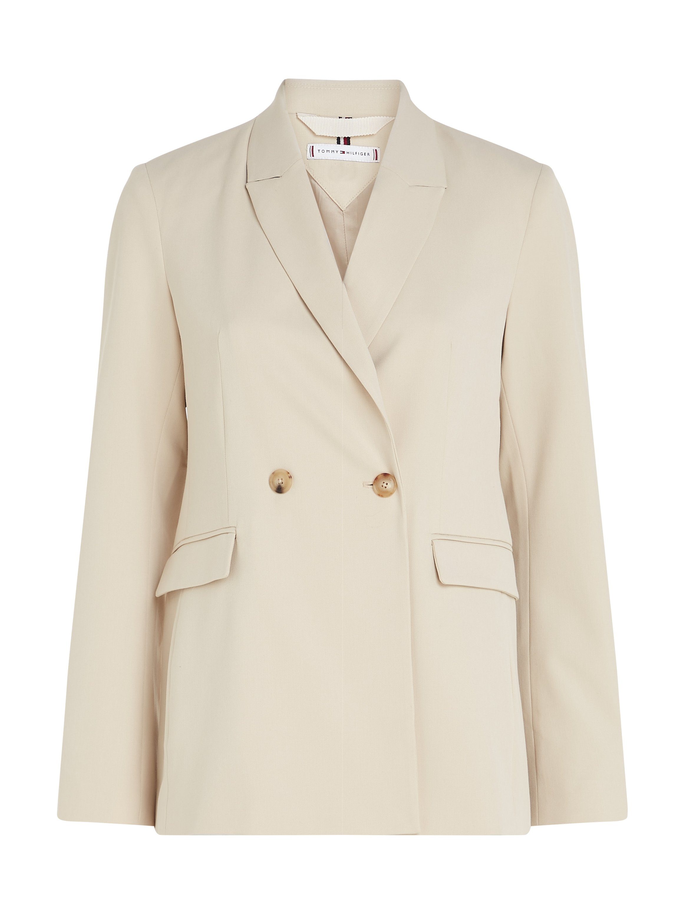 Tommy Hilfiger DB SLIM BLEND VIS Kurzblazer Doppelreiher POLY im modischem Classic_Beige BLAZER