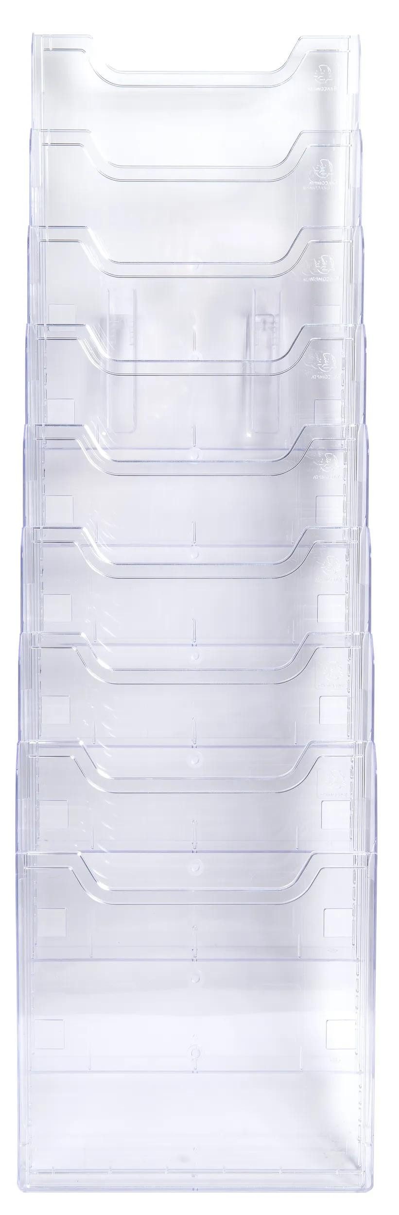 Zeitungsständer modulierbarer Wandprospektständer vertikal 8 Fächer A4 Kristall 64858D