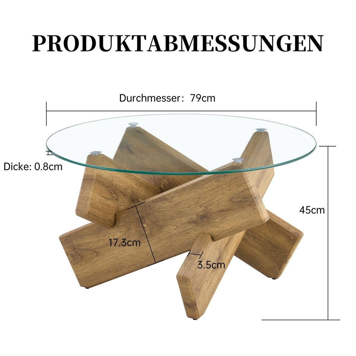SSY Couchtisch Couchtisch, in Holzfarben, aus MDF (Einzeltisch, 1-St., Einzelartikel), Glasplatte