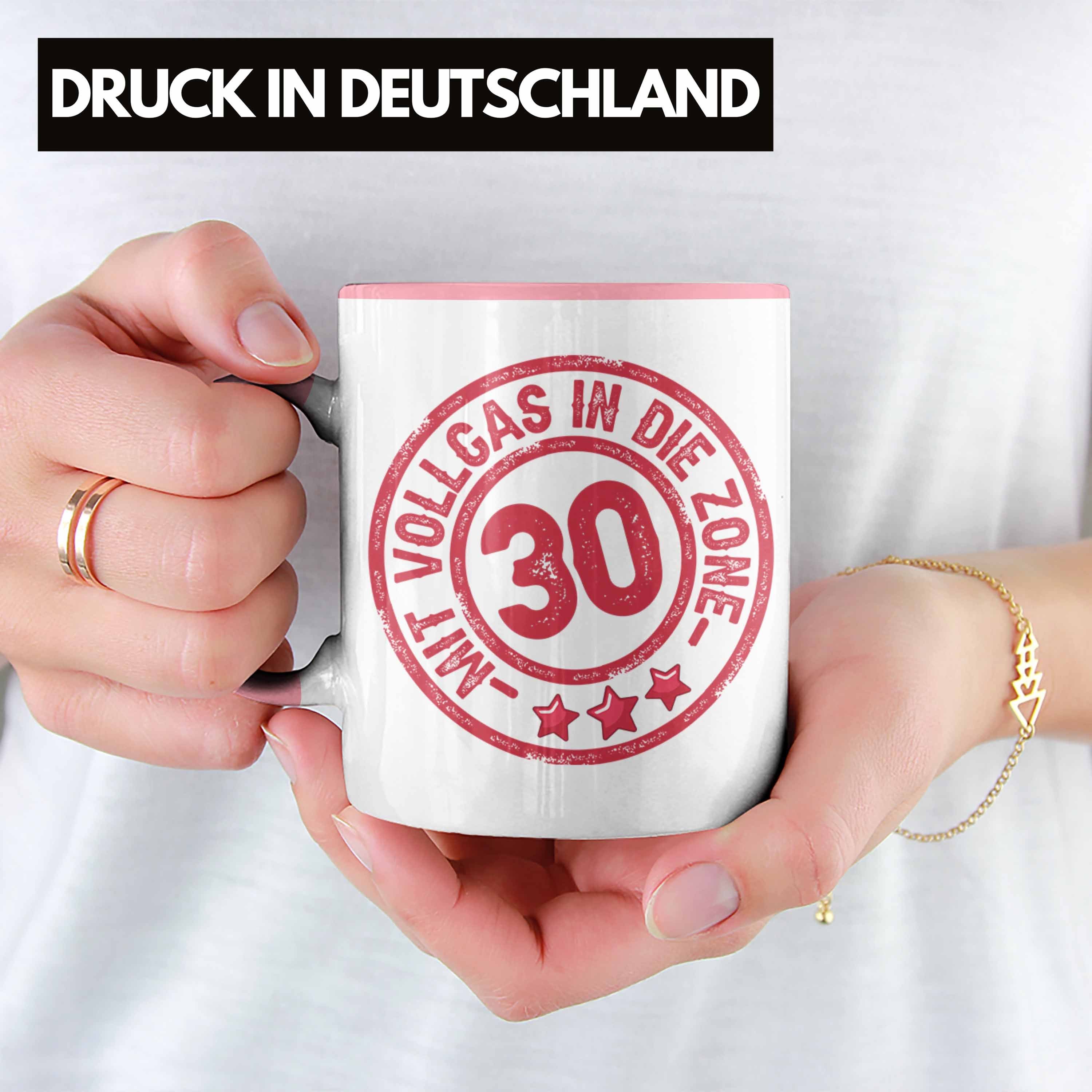 Trendation Tasse 30er Geburtstag Geschenk Rosa Zon Kaffee-Becher Tasse Vollgas Mit 30 In Die