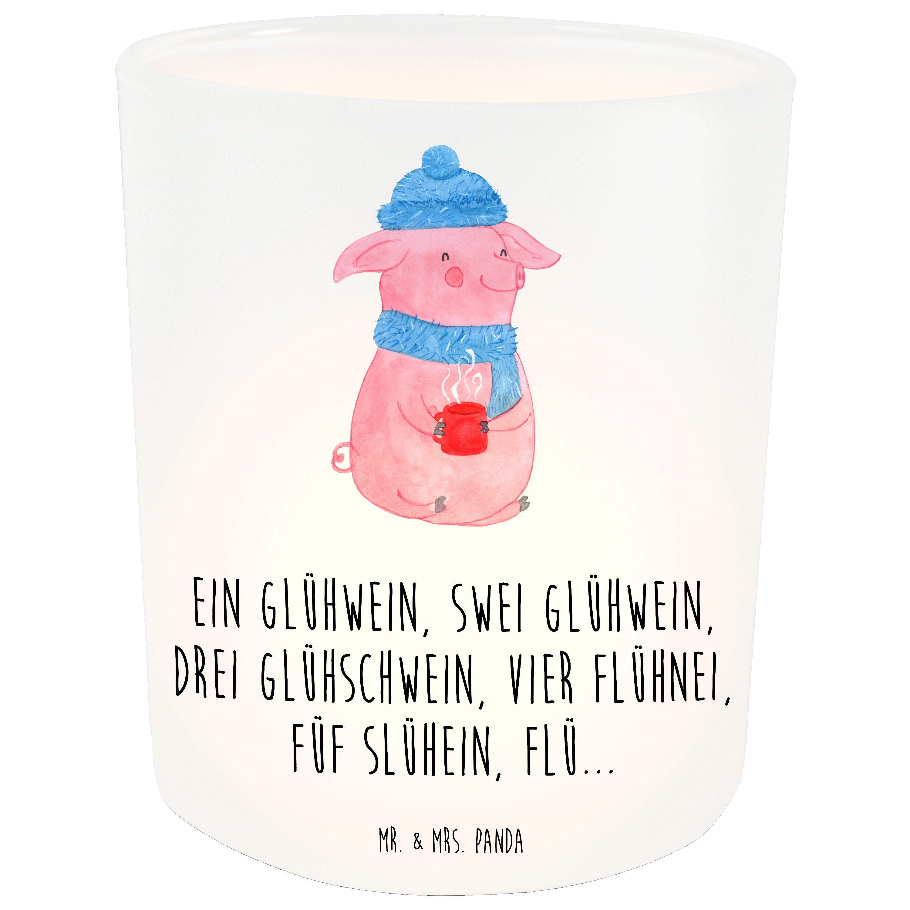 Mr. & Mrs. Panda Windlicht Lallelndes Glühschwein - Transparent - Geschenk, Glühwein, Weihnachts (1 St)