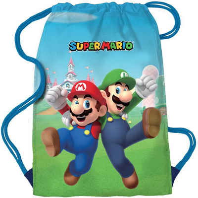 Turnbeutel Kinder Jungen Tasche Stoffrucksack Super Mario Bros Gelb 