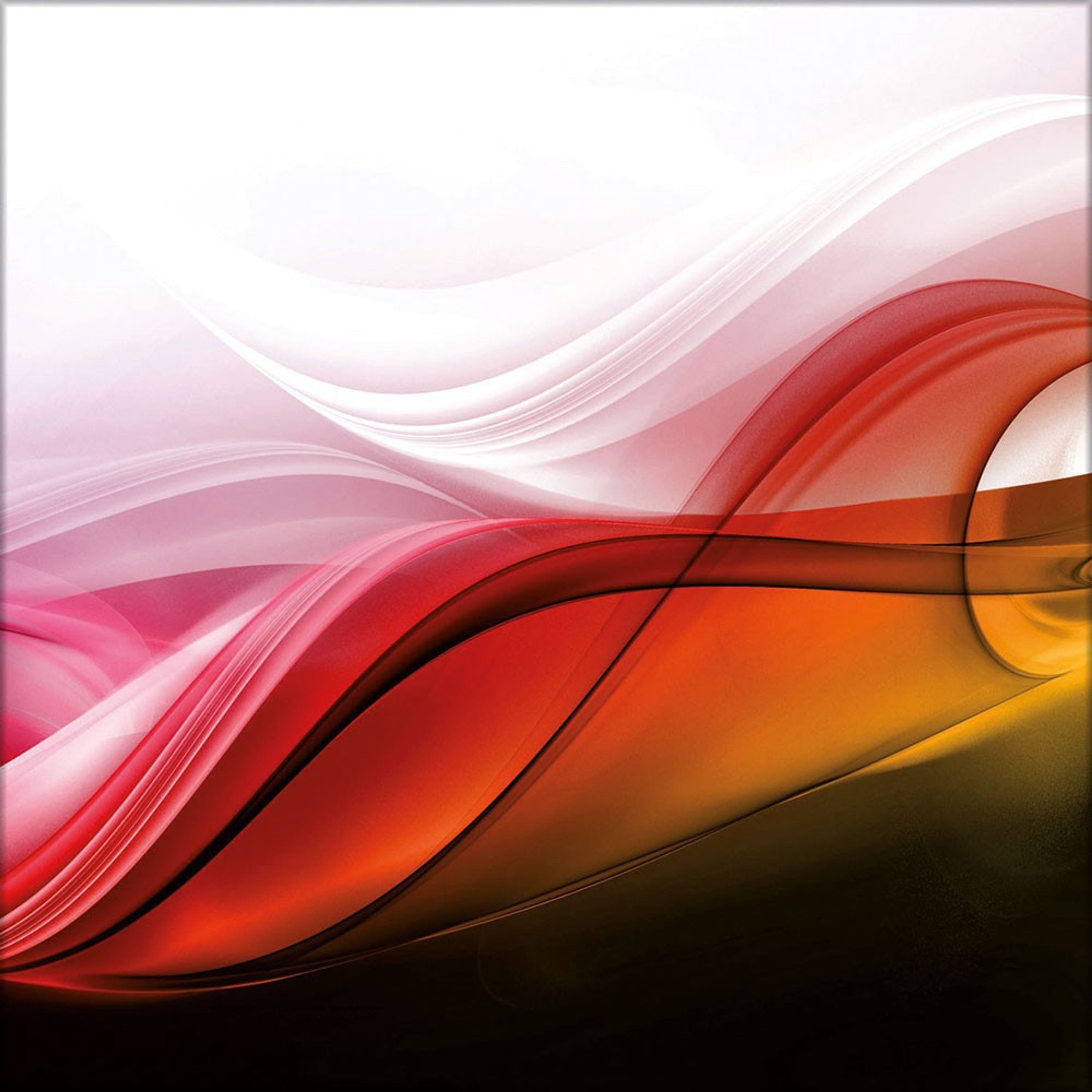 artissimo Glasbild Bild aus Glas 30x30 cm / Wandbild quadratisch bunt, Abstrakte Kunst: Fließende Welle in Rot, Orange und Rosa