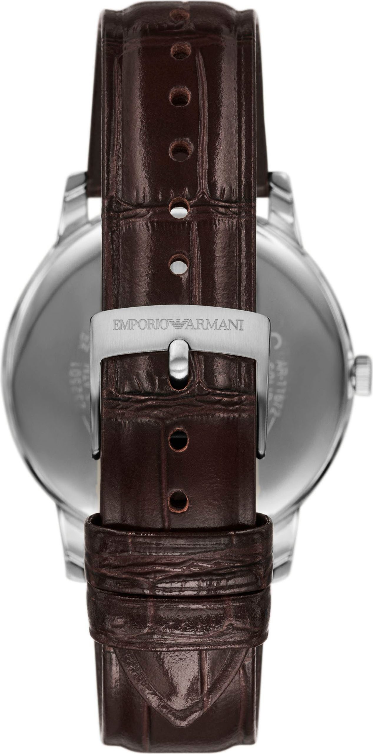 Emporio Armani Quarzuhr AR11672, Armbanduhr, Damenuhr, Herrenuhr, Lederarmband, analog, Tag
