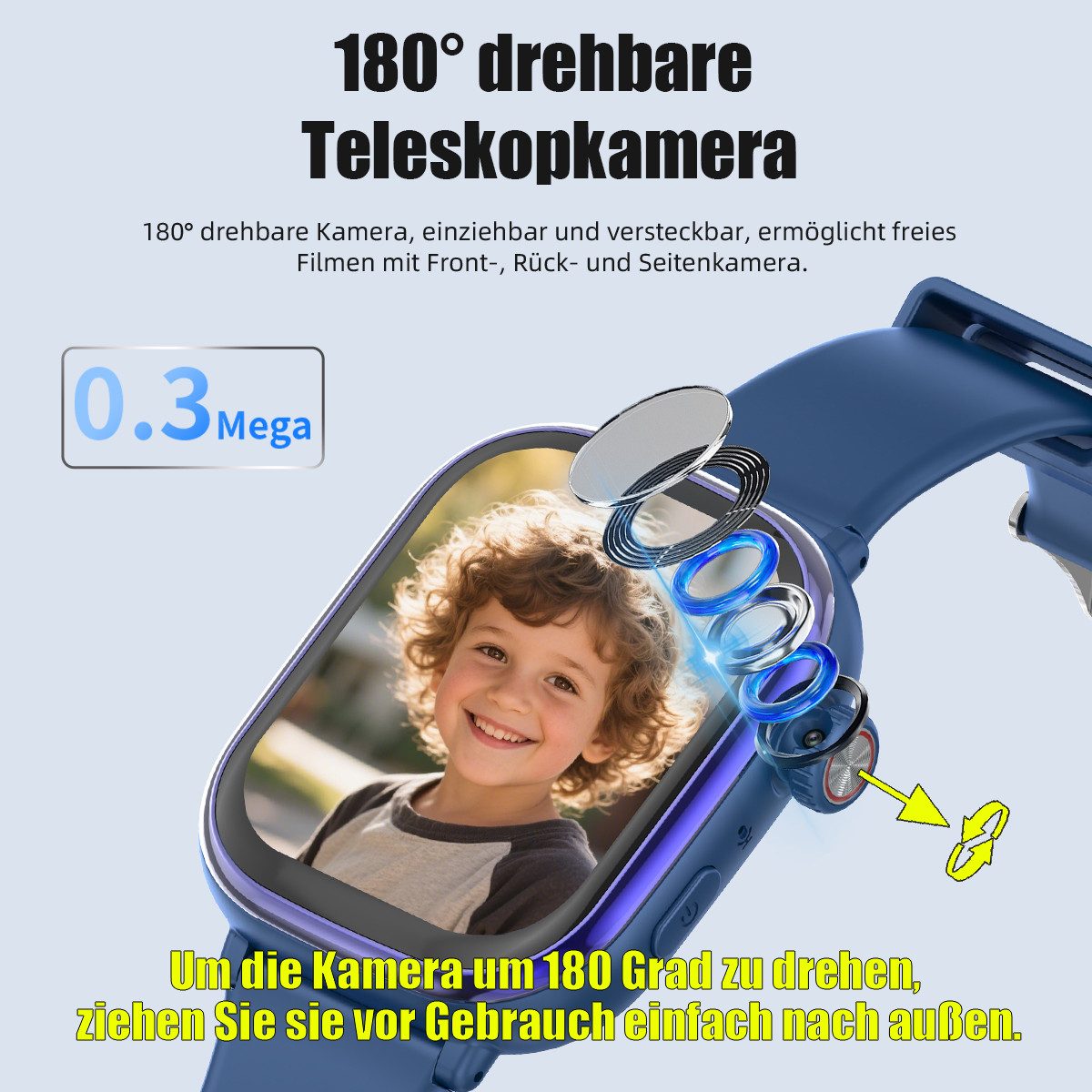 Vashoy 2026 T86Smartwatch Kinder mit GPS Ortung & SIM-Karte Smartwatch (5 cm/2 Zoll, Android/4G (LTE) Mit App-Download-Funktion, 5-tlg., AMOLED-Display, Schwenkbare HD-Kamera, Schulmodus, schmaler Rand, GPS Tracker Kinder,SOS, Auflösung 368 × 448,Ein Geschenk für das Kind