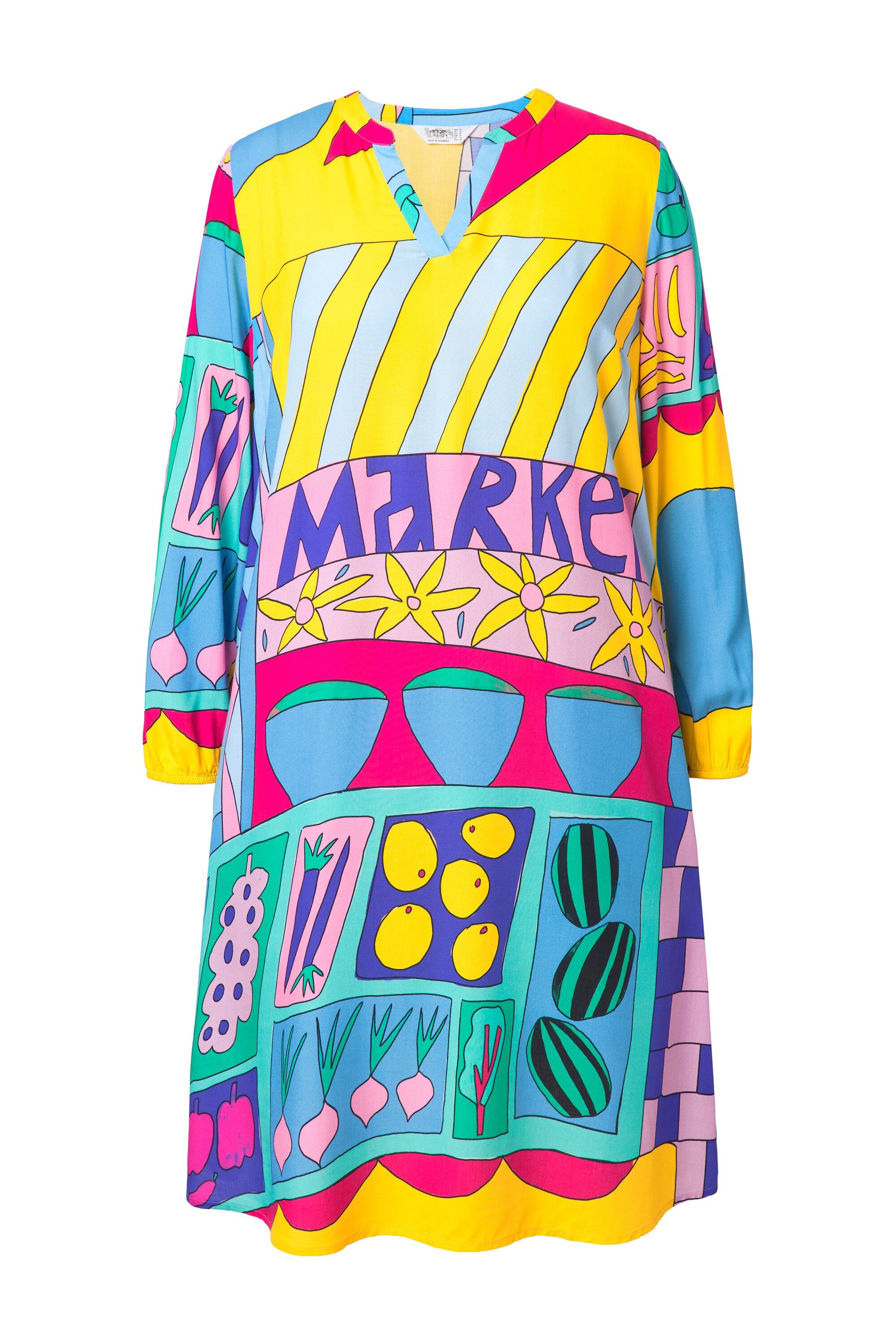 Angel of Style Jerseykleid Midikleid A-Linie Allover-Muster Langarm günstig online kaufen