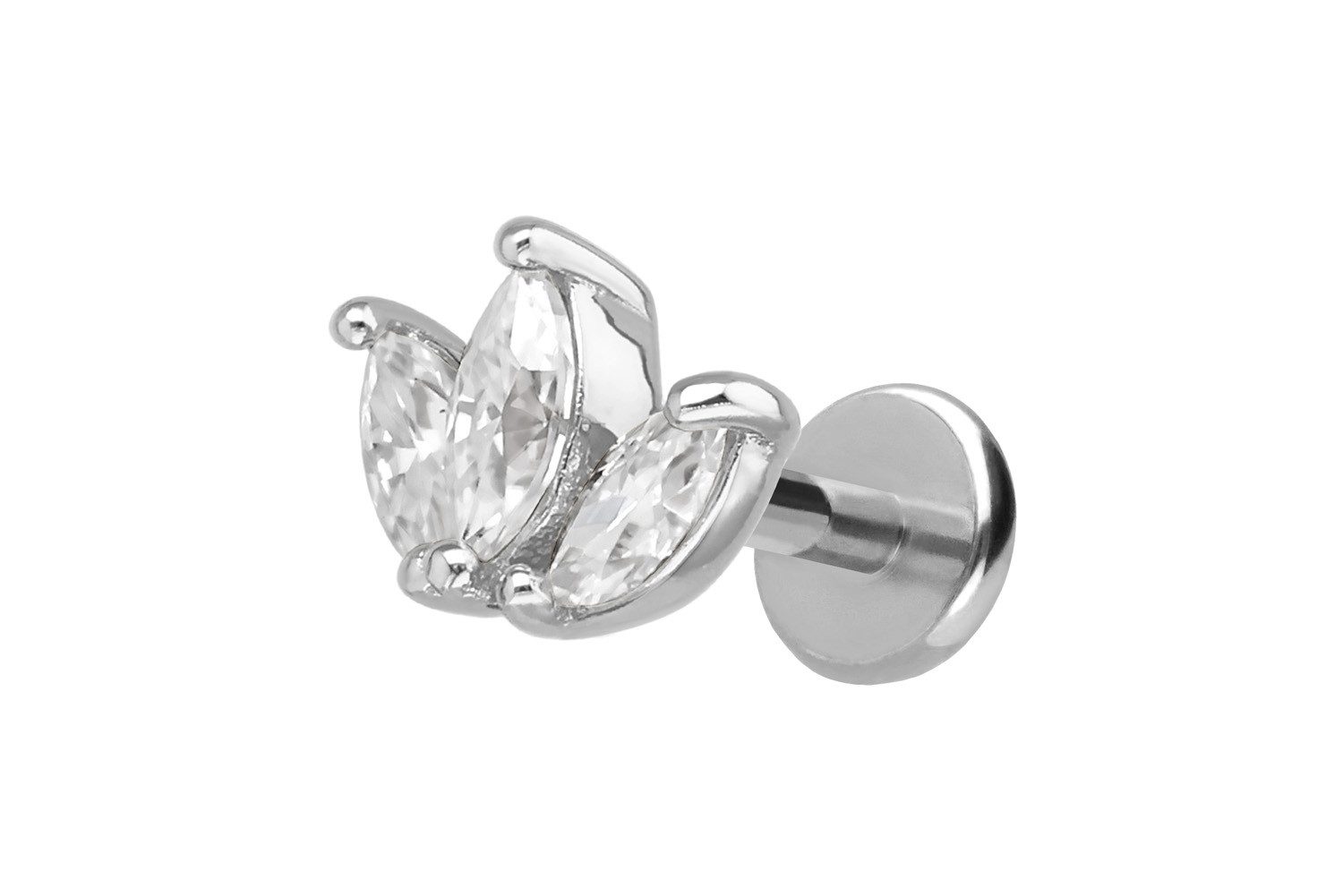 PIERCINGLINE Piercing-Set Titan Labret mit Innengewinde + 925er Silber Aufsatz 3 (Labrets, 1-tlg)