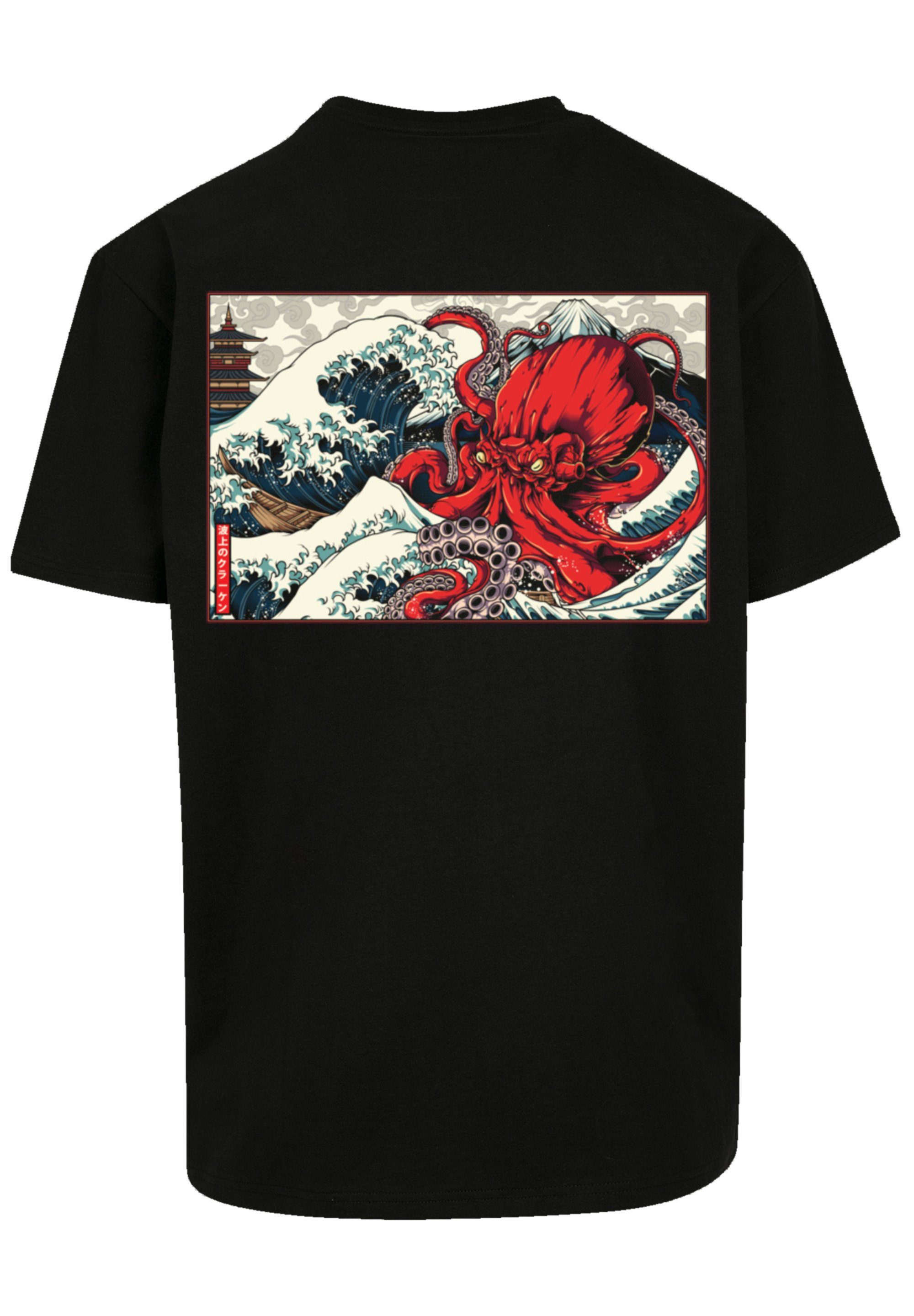 schwarz Japan T-Shirt F4NT4STIC Print Octopus