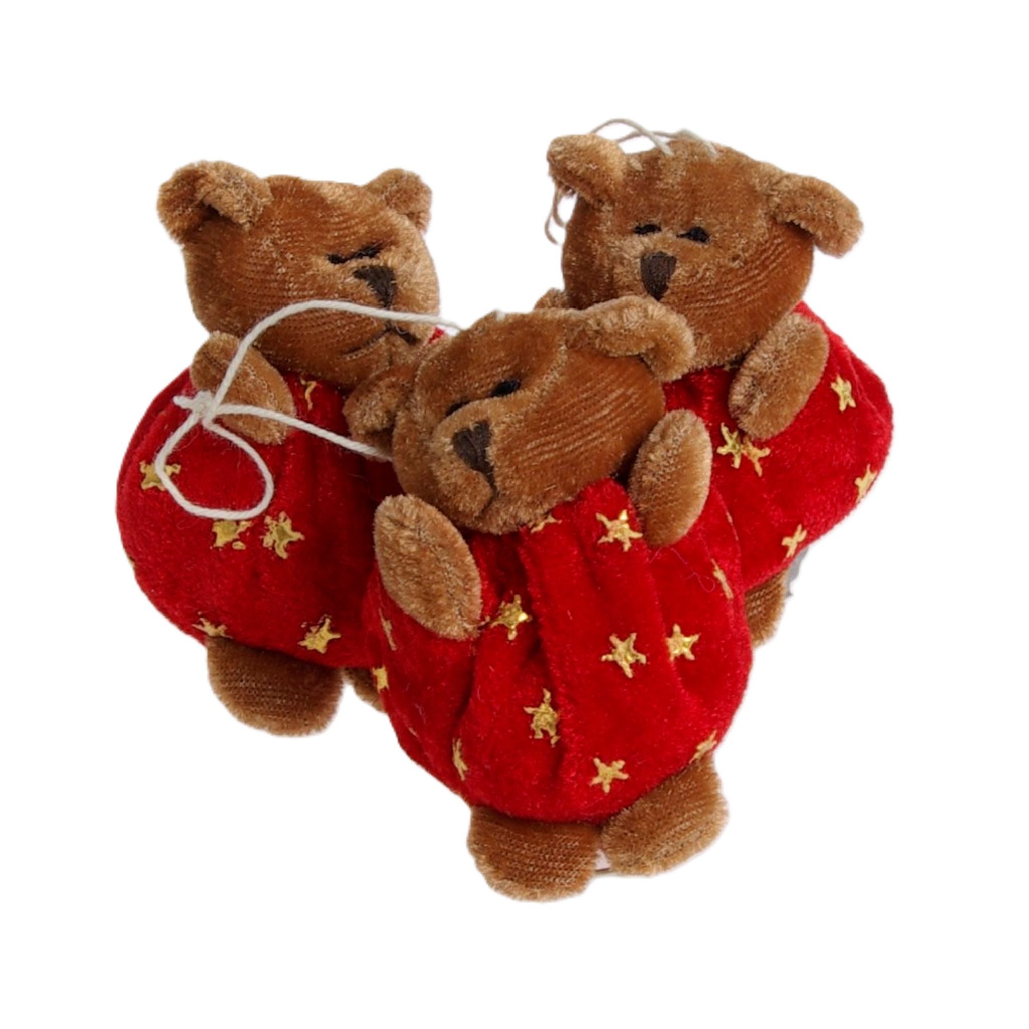 Deko AS Weihnachtsfigur Weihnachtsdeko "Bären" – Braun-Rot – 7 cm – 3er-Set (3 St., 1 Set mit 3 Stück)