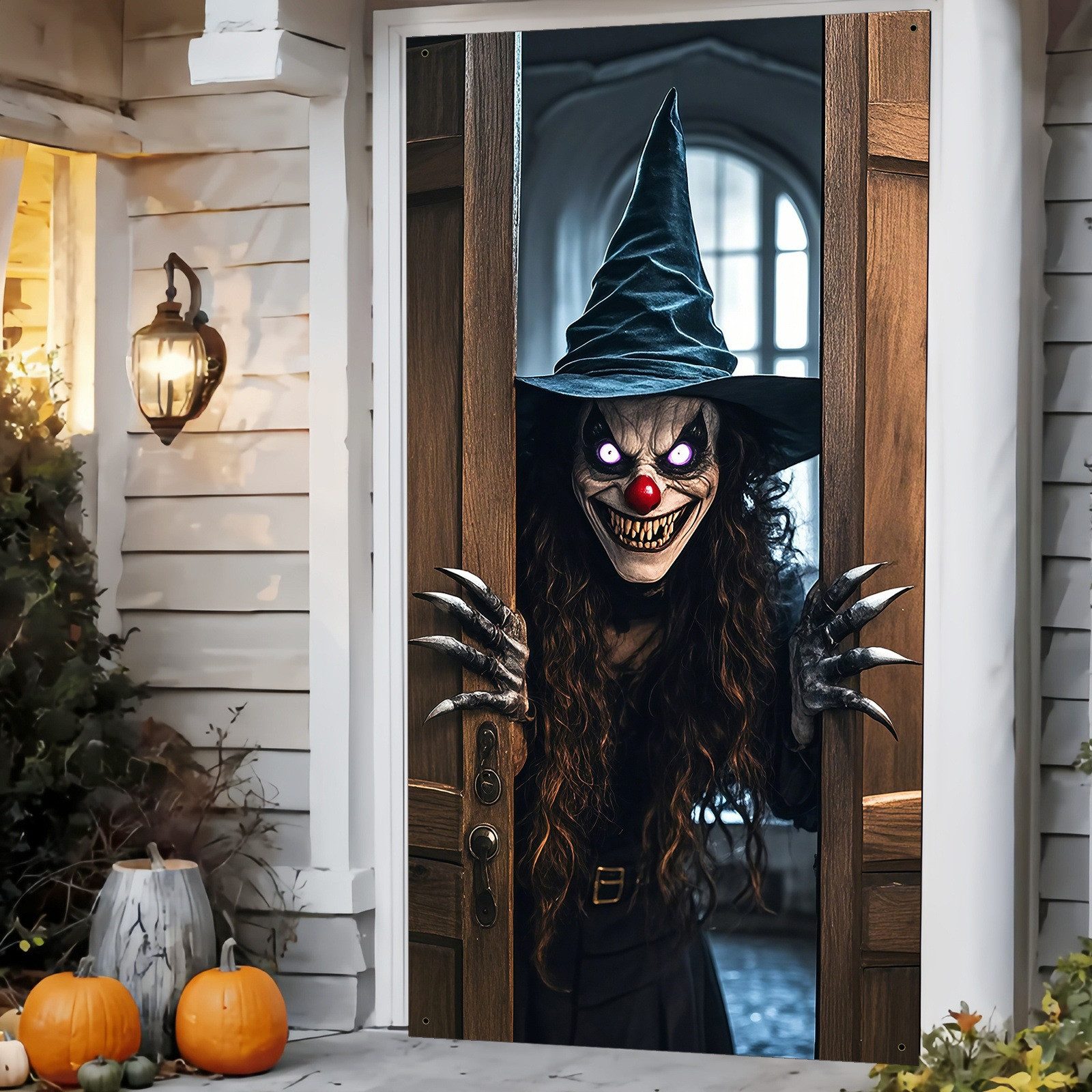 Sorvyzxn Hängedekoration Halloween Türabdeckung Deko, Türdeko Banner für Halloween Tür, Fenster und Wand Vorhang Dekoration,76x182cm – Bild 4 von 5