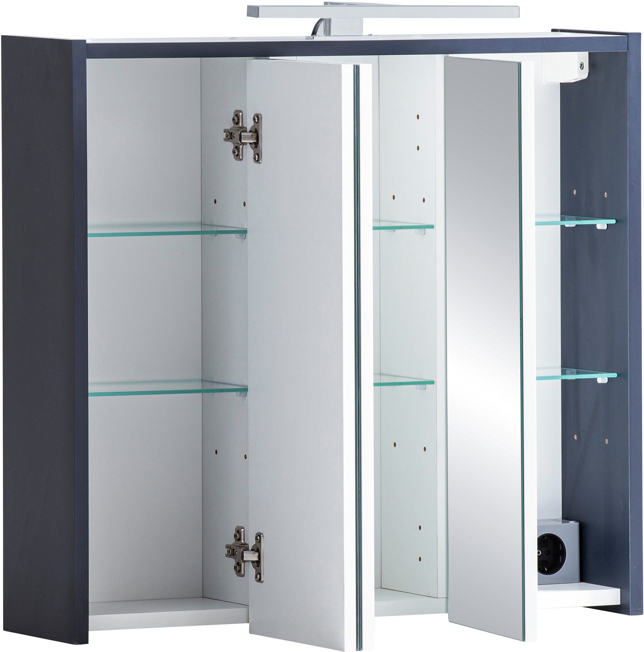 Schildmeyer Spiegelschrank Lovis, Breite 65 cm Mit LED-Leuchte und Schalter-/Steckdoseneinheit