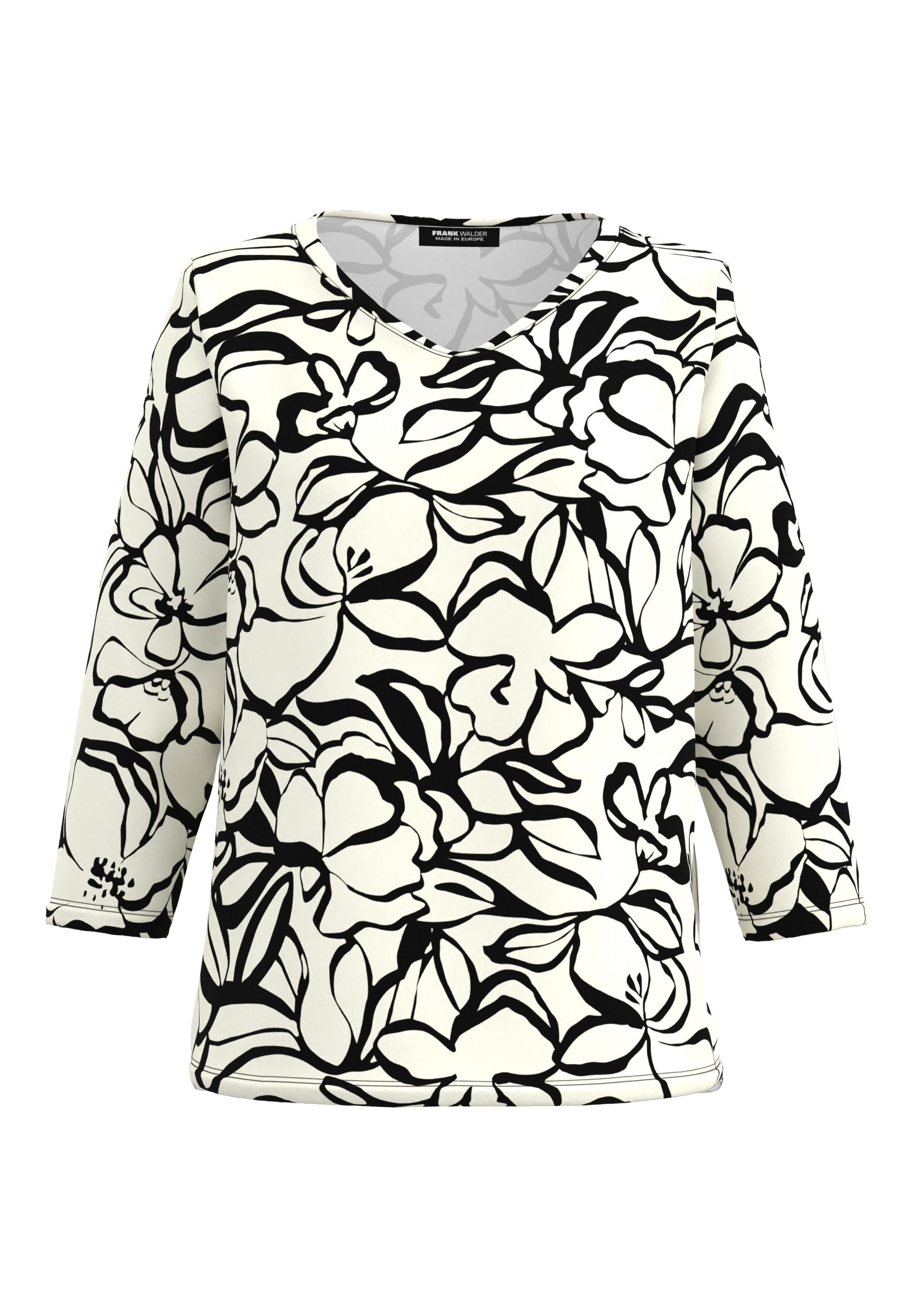 FRANK WALDER 3/4-Arm-Shirt mit gerundetem V-Ausschnitt günstig online kaufen