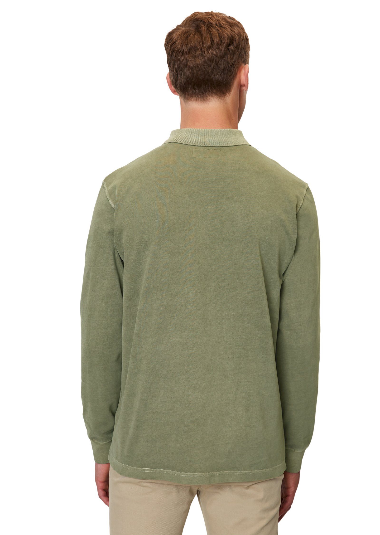 reiner aus grün Marc O'Polo Langarm-Poloshirt Bio-Baumwolle