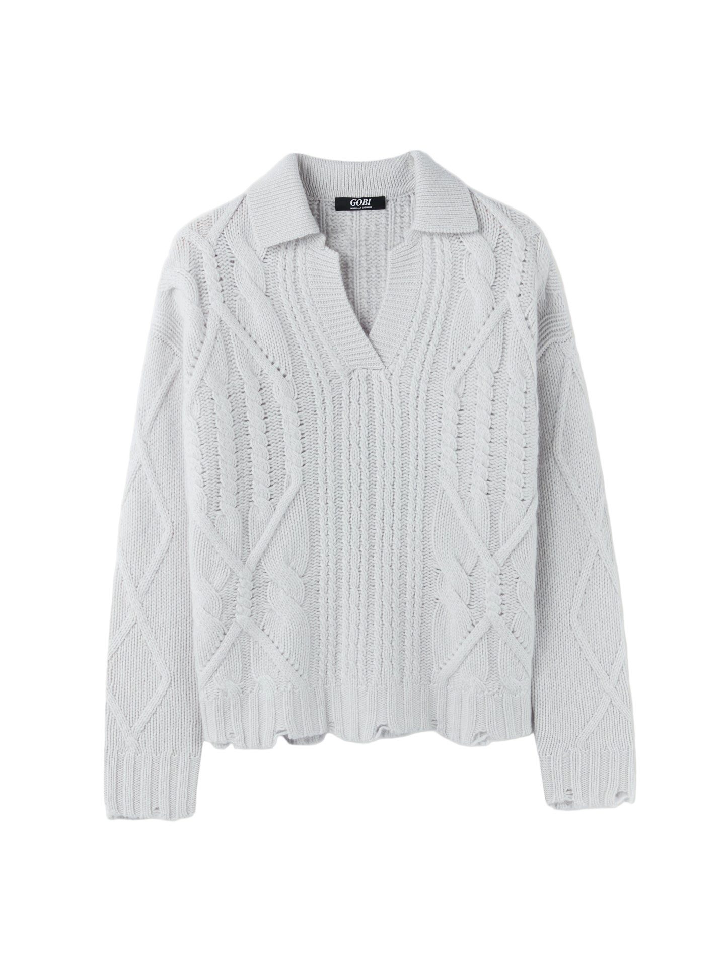 GOBI Cashmere Polokragenpullover Mixed-Stitch Polo-Pullover aus Kaschmir