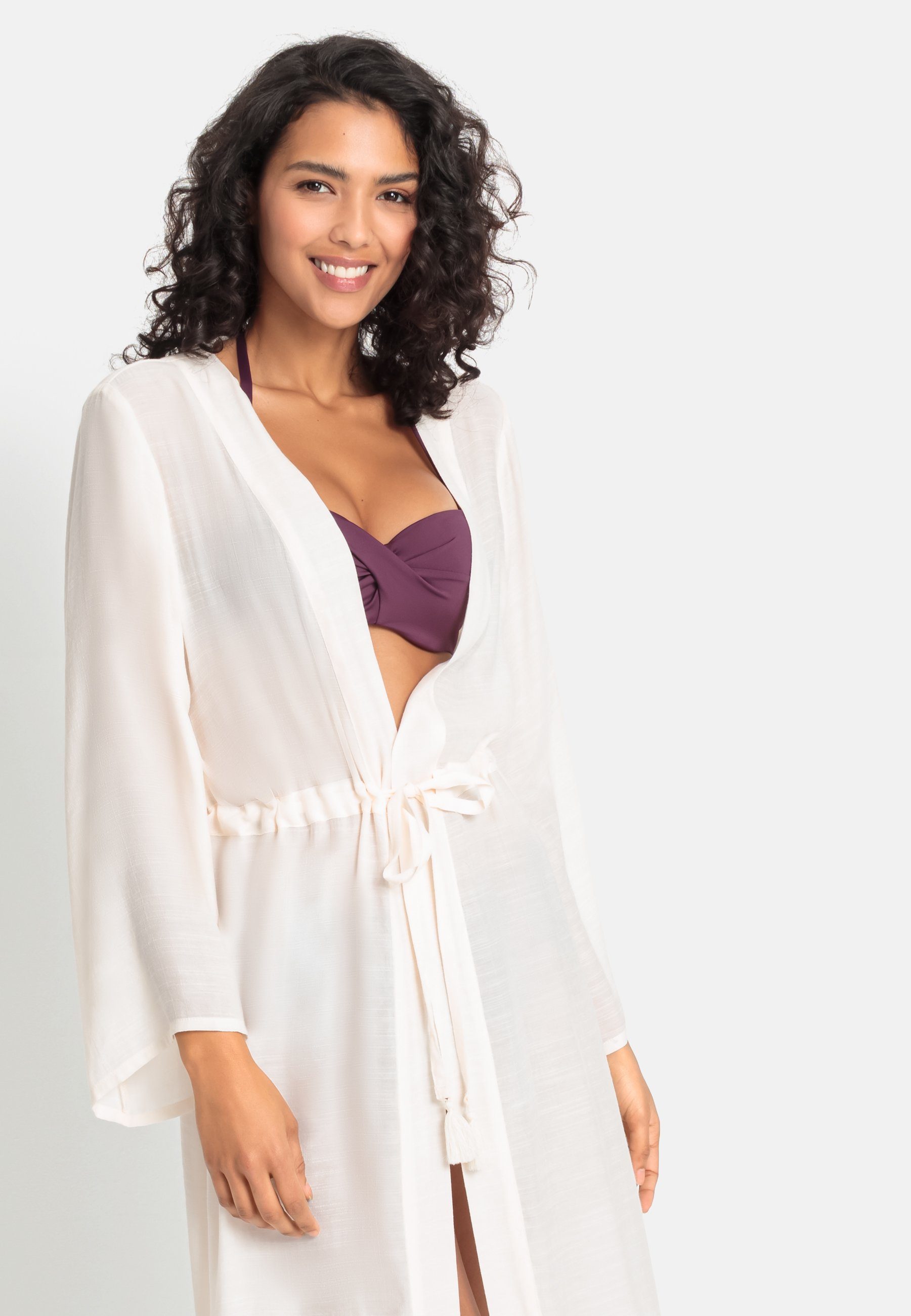 creme LASCANA Kimono-Style Strandkleid im