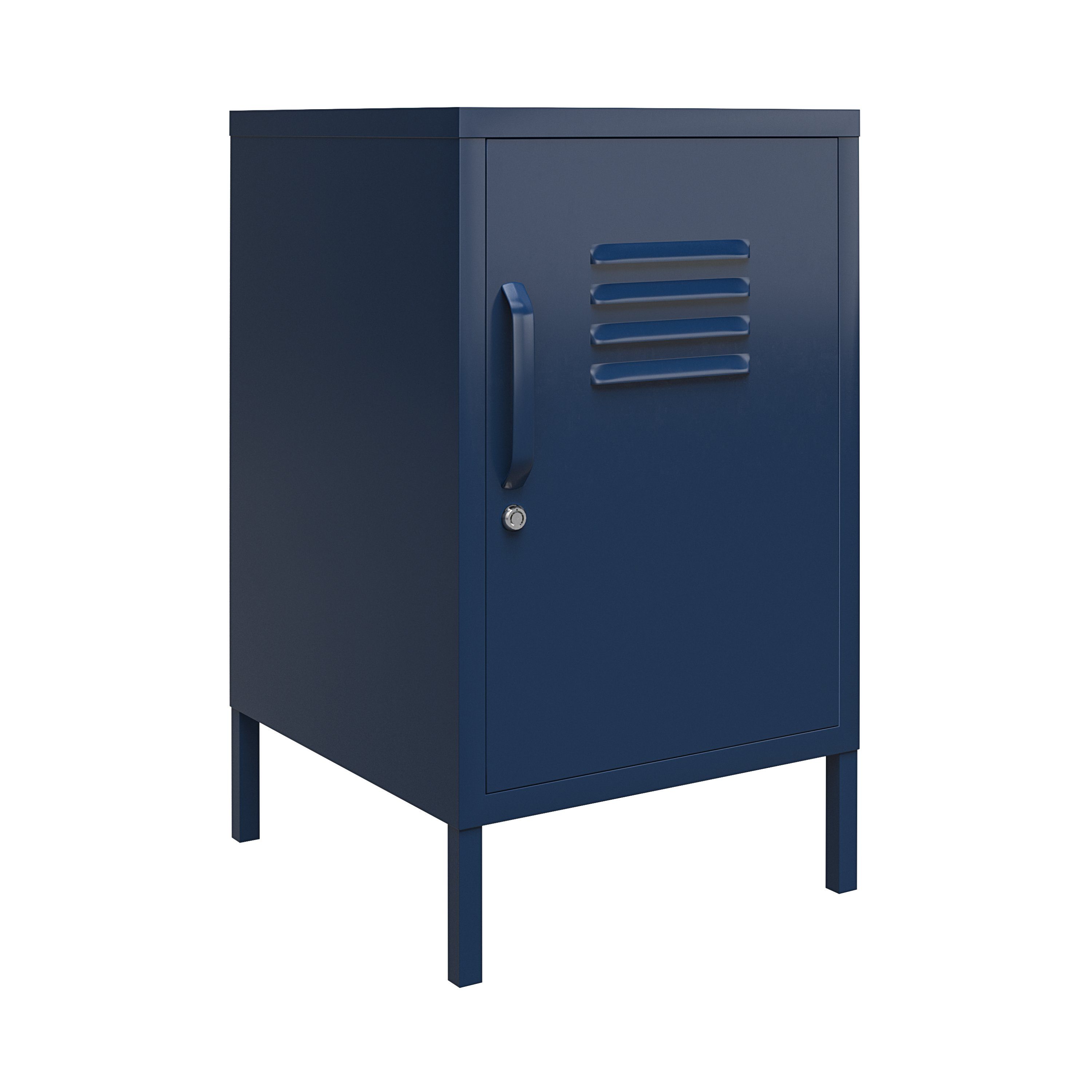 loft24 Nachtschrank Bradford Nachttisch, 1 Tür, Metall, Spint Schrank, Breite 38 cm navy