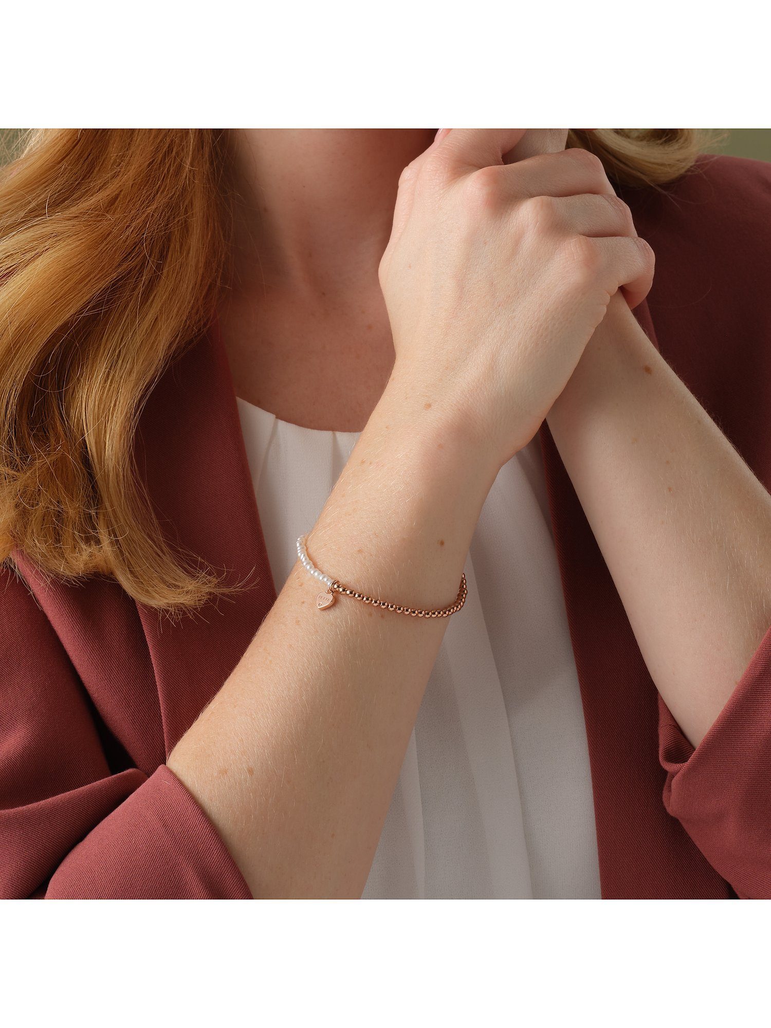 Armband roségold Silber JETTE JETTE 925er Süßwasserperle, Damen-Armband modern
