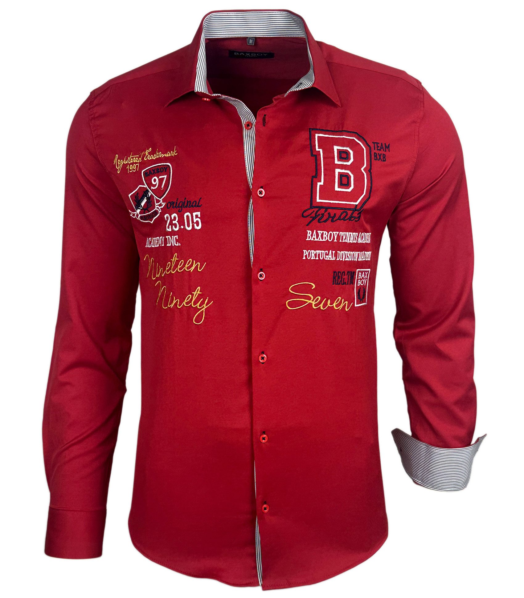 Baxboy Langarmhemd Baxboy Herren Hemd Kentkragen Hemden mit Kontrasten Farbe B-503 – Bild 2 von 5